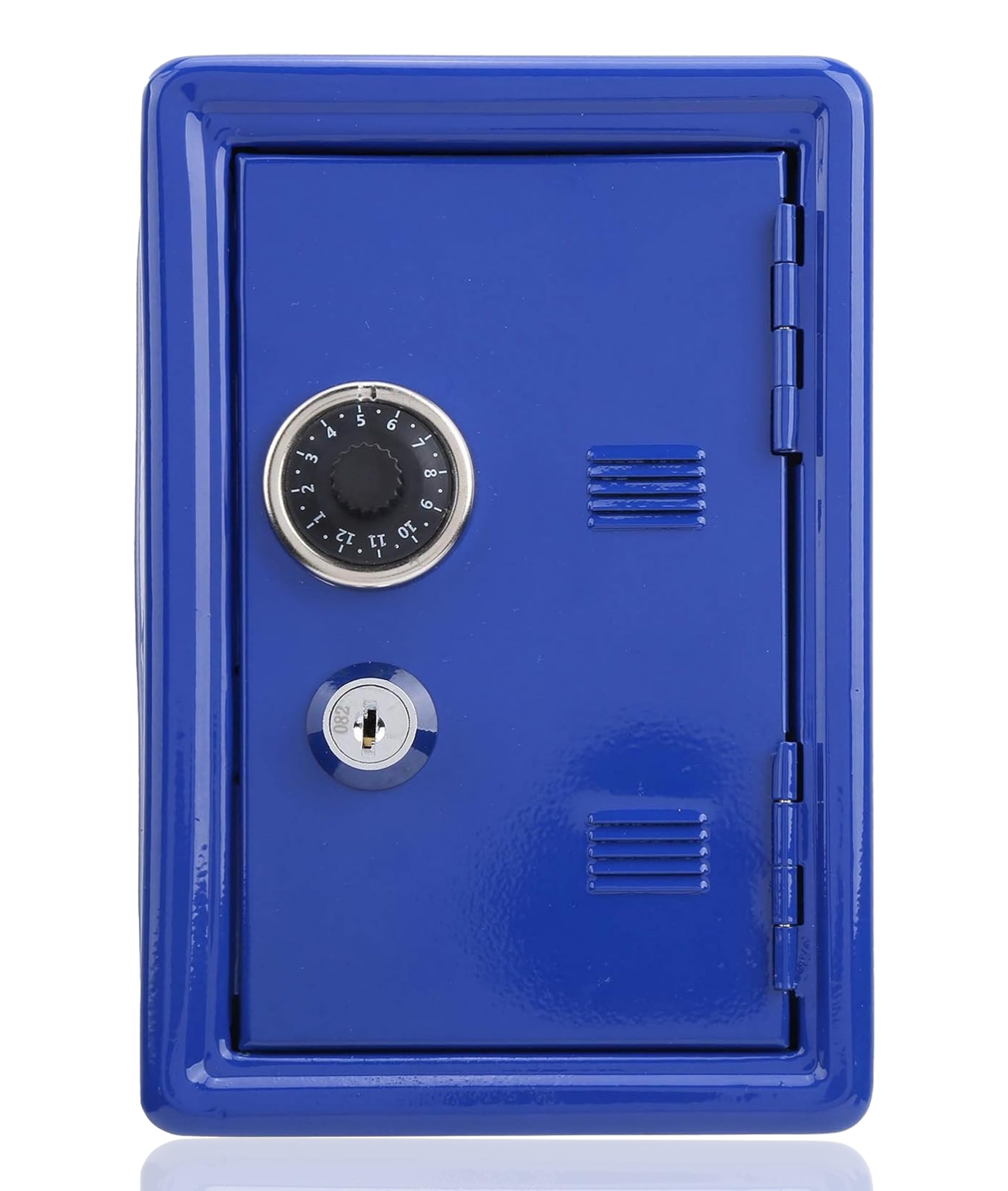 Kids Safe Box - Mini Key Storage & Piggy Bank with Built-In Pullable Change Box, Durable Iron Design with Top Slot - Perfect for Saving Money, Organizing Keys & Gifts for Children (Blue)
