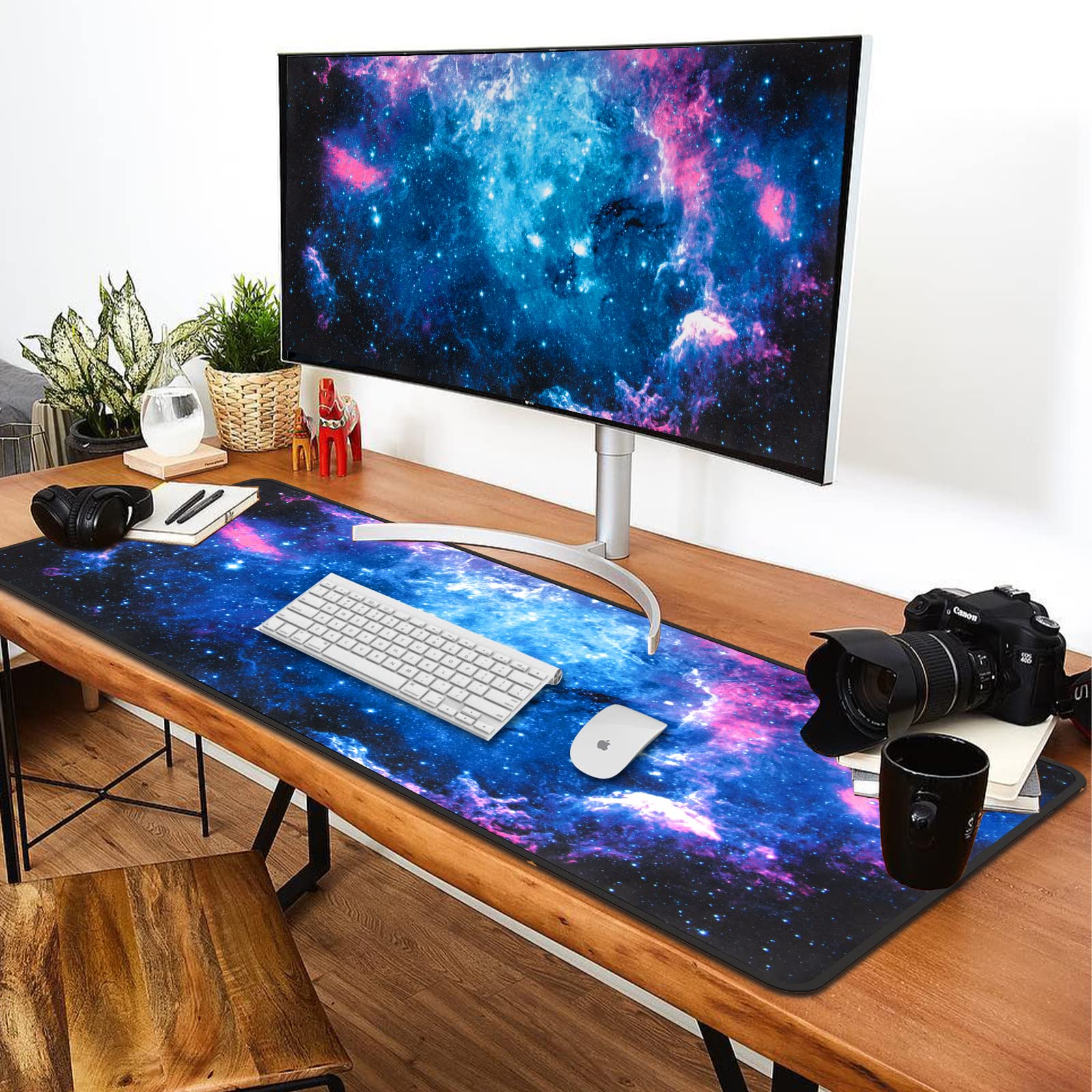 ETZ Large Gaming Mouse Pad 31.5 x 11.8 Inches - Non-Slip Rubber Base, Stitched Edges, Waterproof Desk Mat for PC, Laptop, Office & Home Use - Perfect for Gaming, Work, and Study