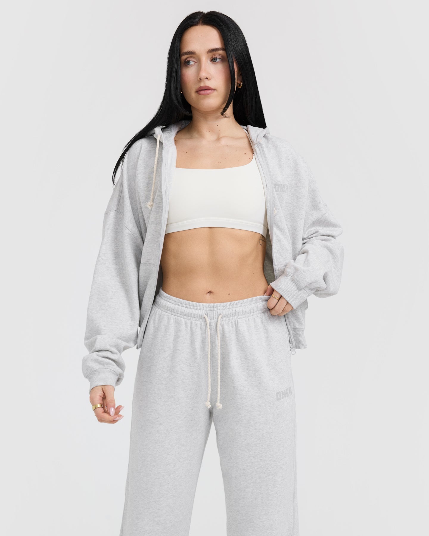 Raw Lounge Wide Leg Joggers for Women - Light Grey Marl Sweatpants | Comfortable Lounge Pants for Yoga, Running & Casual Wear
