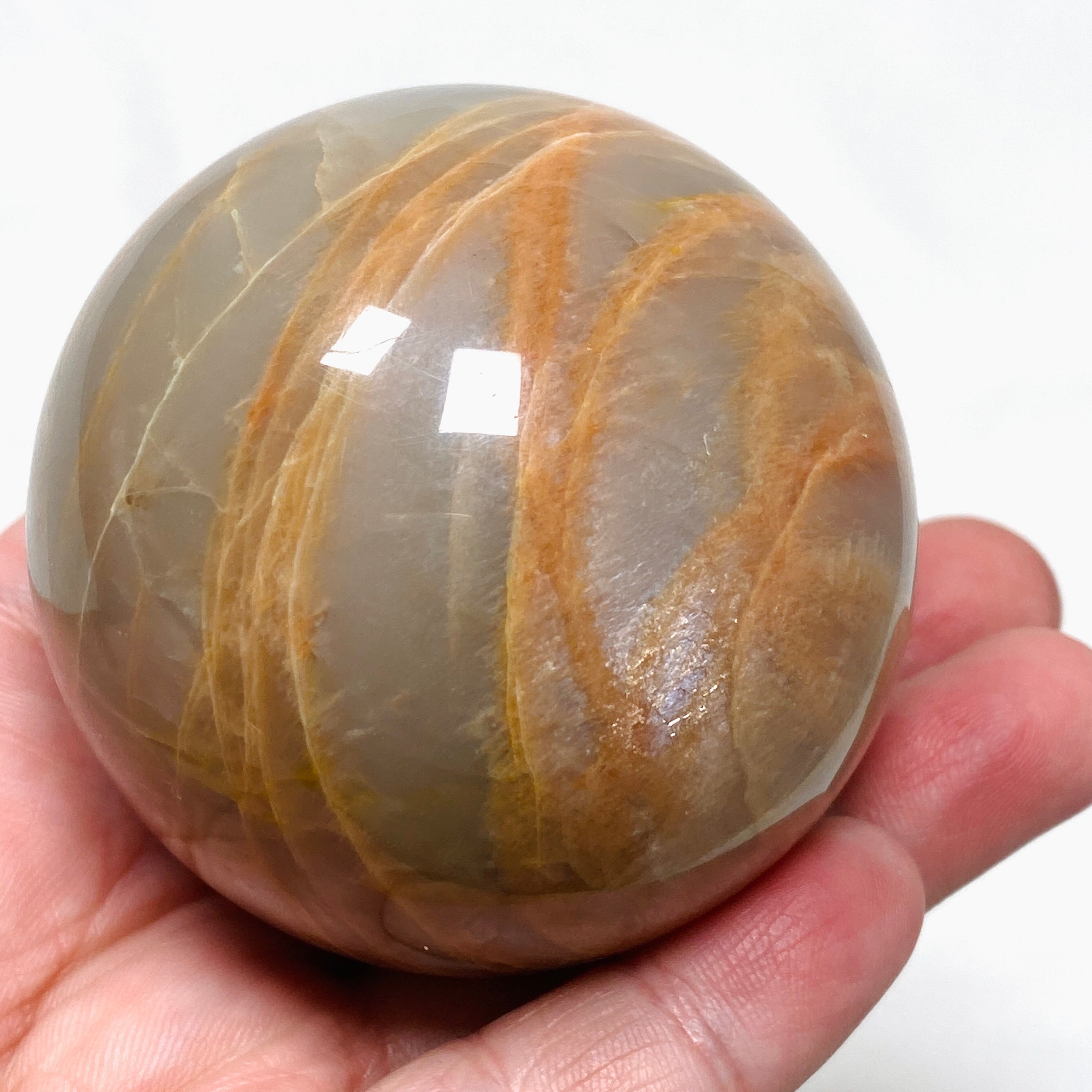 Natural Peach Moonstone Sphere PMS03 - Healing Crystal for Meditation, Yoga & Home Decor - Perfect for Spiritual Gifts & Energy Balancing