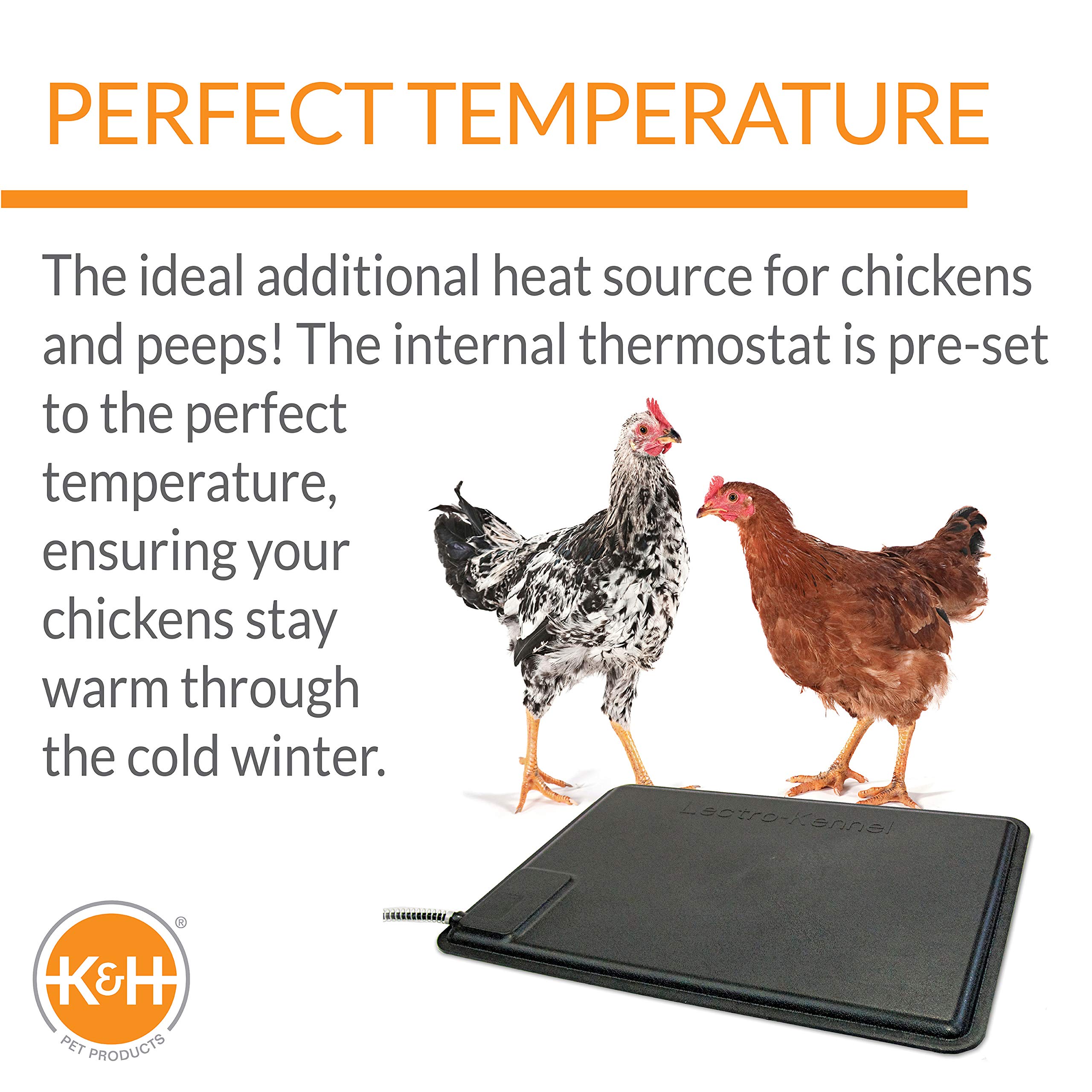K&H Heated Chicken Pad - 40W Safe Thermo Pad for Poultry Coop - Perfect for Winter Warmth