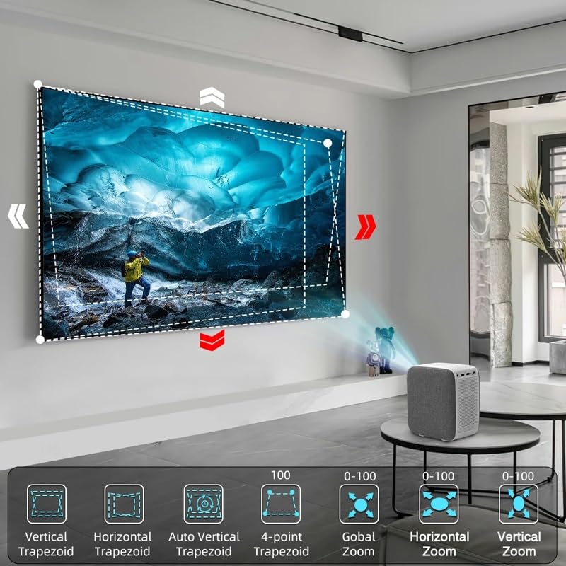 FPVAWKBL QUYNAGER Mini Projector - 4K HD Smart Home Theater Projector with LED Beam, Wireless Smartphone & TV Connectivity for Movies, Gaming & Outdoor Entertainment (Wall Projection, Portable Design)
