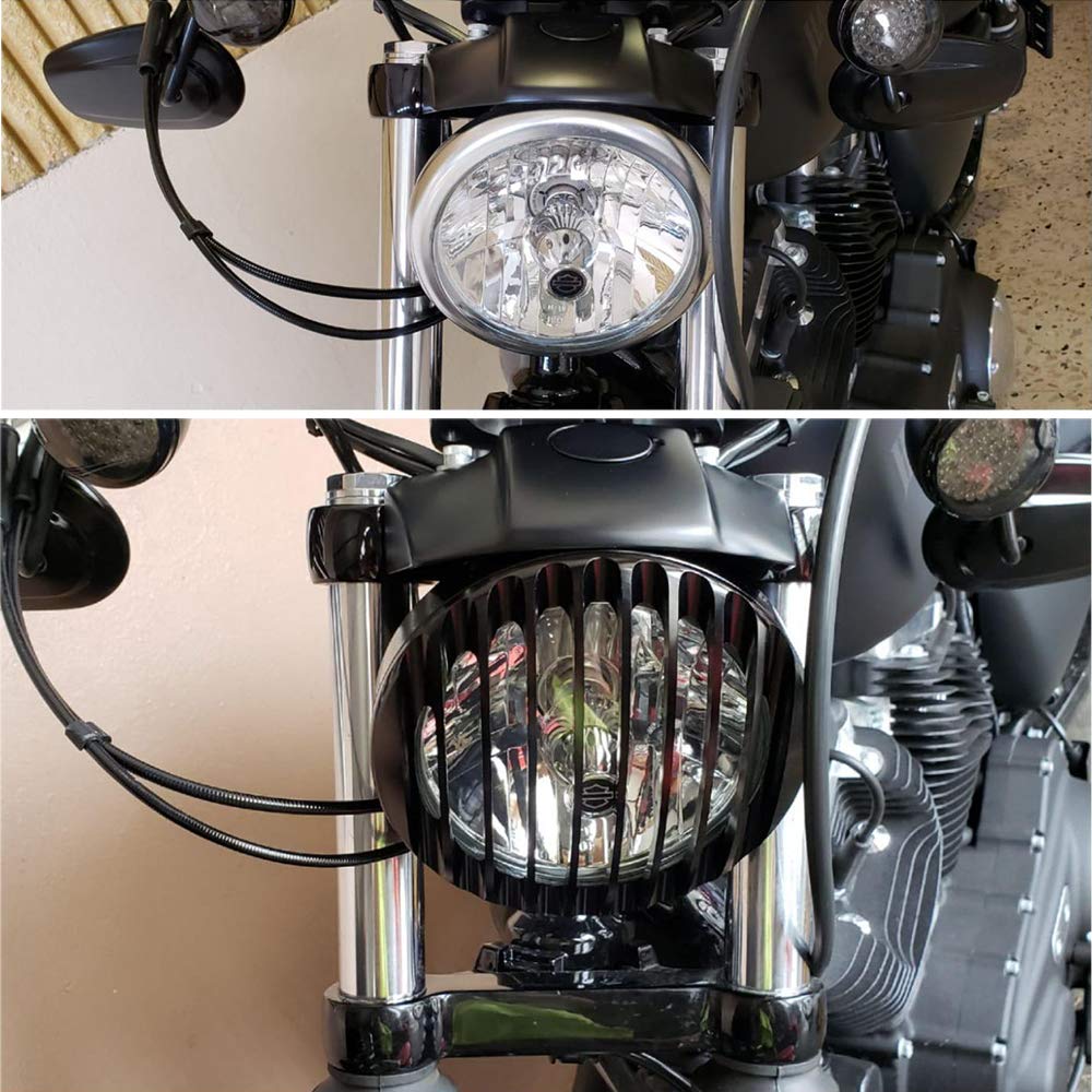 Black CNC Headlight Grill Cover for Harley Davidson Sportster XL 883 & 1200 (2004-2014) - 5.75