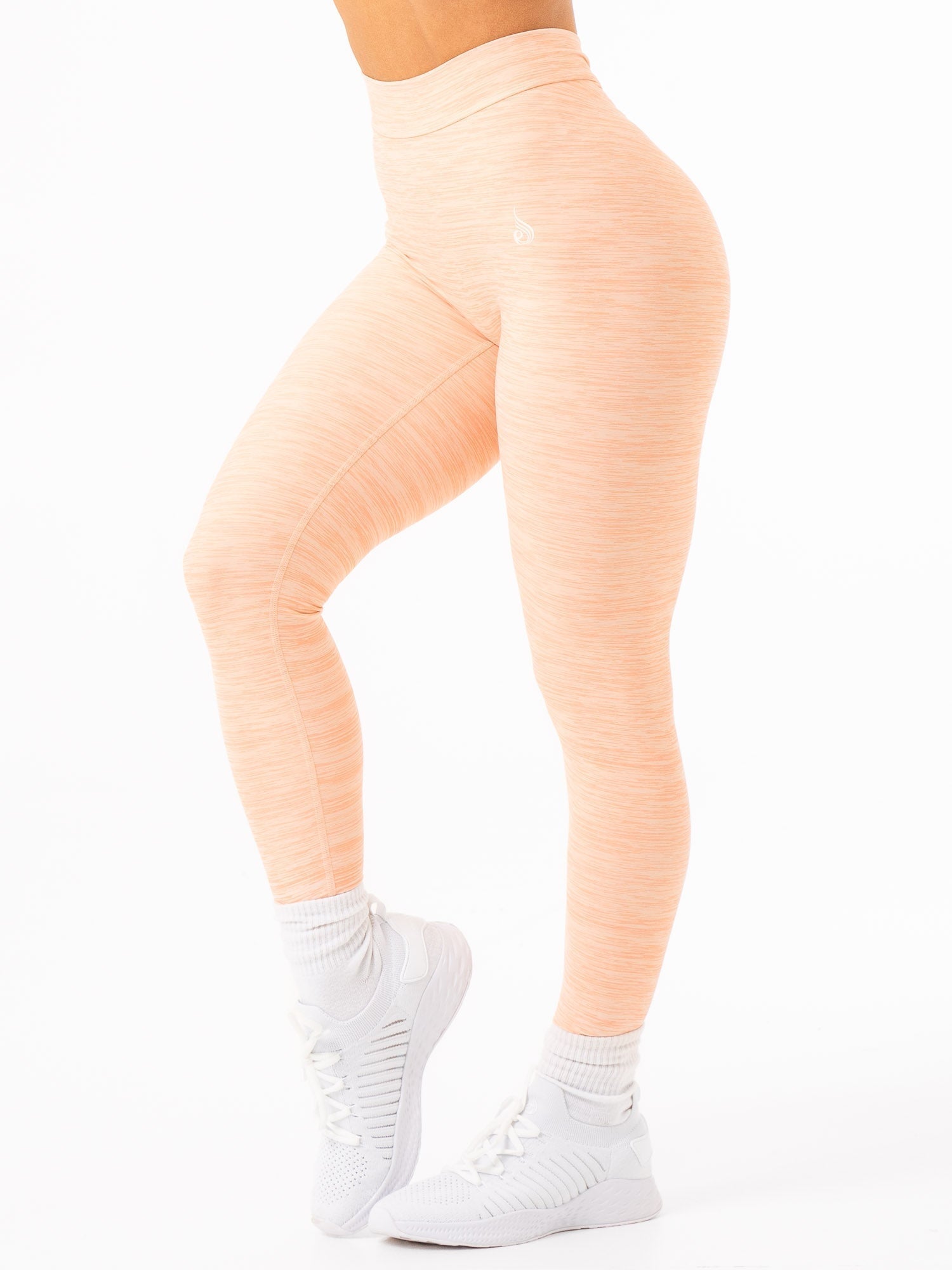 NKD V Scrunch Leggings - High Waisted Tummy Control Yoga Pants in Blush Marl | Perfect for Workouts, Yoga & Everyday Wear