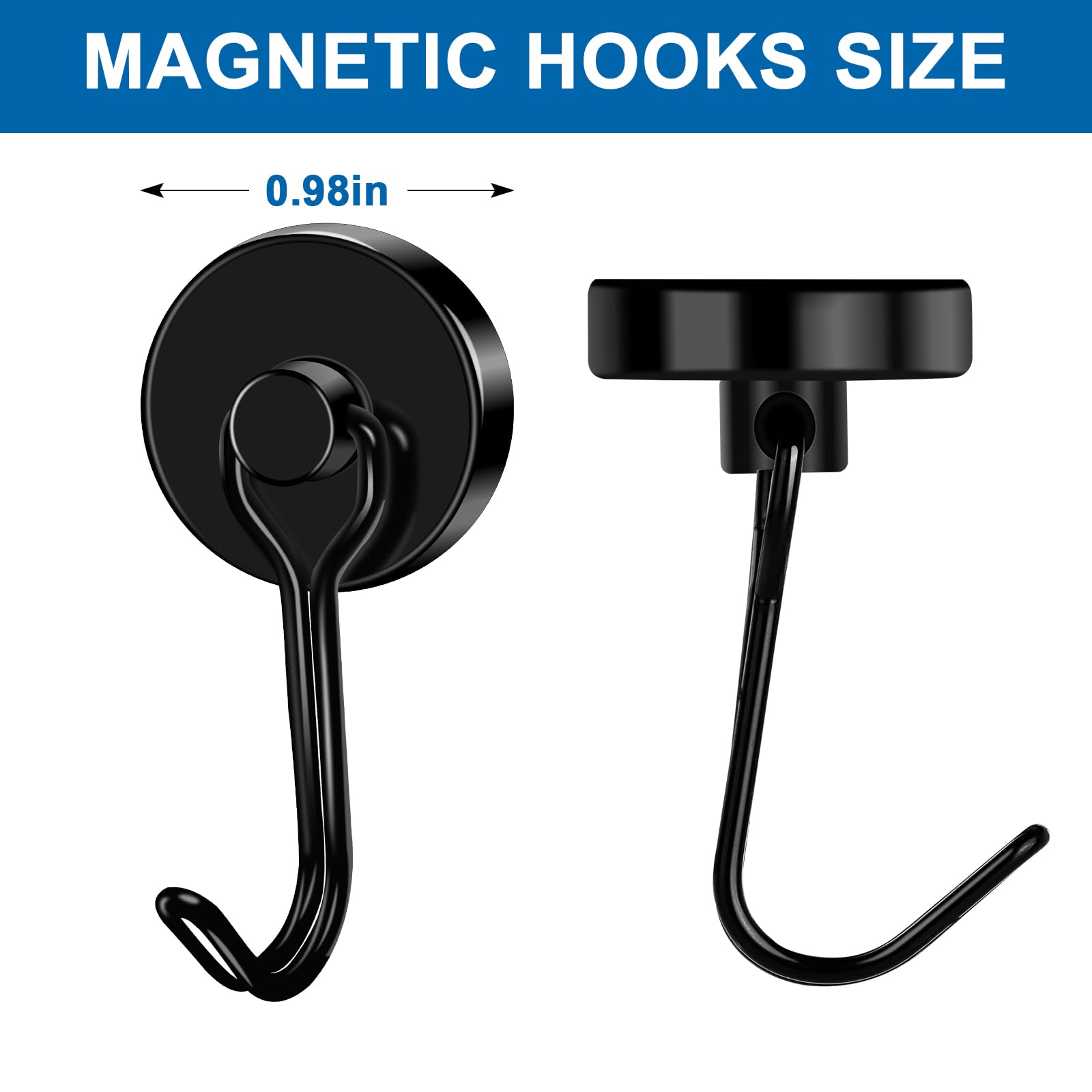 LOVIMAG 6-Pack Magnetic Hooks - Heavy Duty for Garage, Fridge & Travel