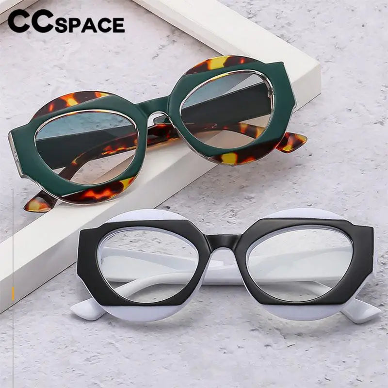 CCspace Unisex Full Rim Oval Resin Eyeglasses Frame 56864 - Lightweight & Durable for Reading, Work, and Everyday Fashion