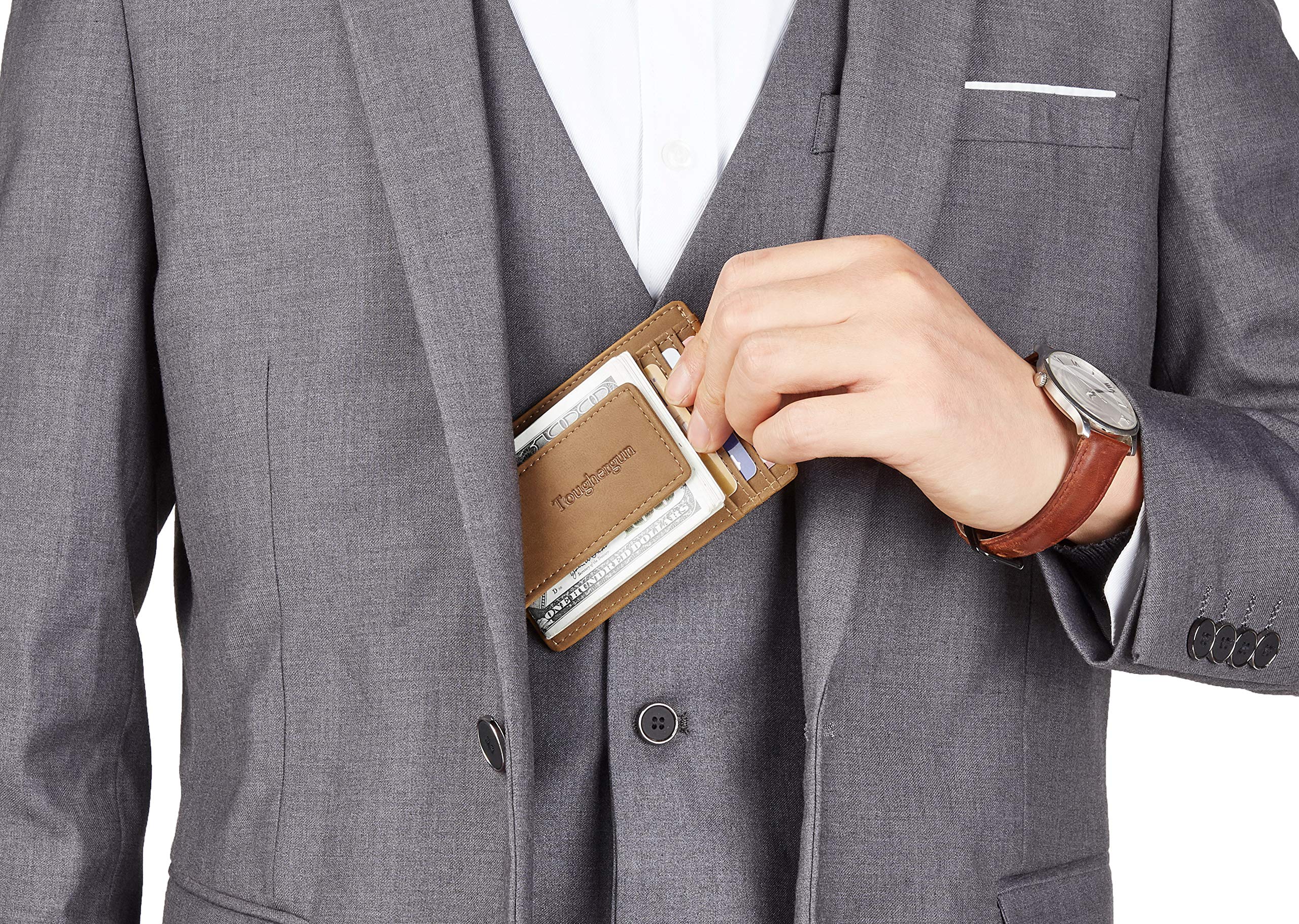 Slim Minimalist Leather Wallet for Men - RFID Blocking Magnetic Money Clip Credit Card Holder - Holds Cash & Cards - Perfect for Travel, Business & Everyday Use