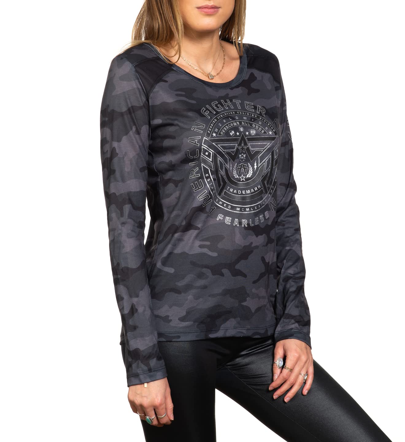 American Fighter Women's Long Sleeve T-Shirts - Comfortable Cotton Tees for Casual Wear, Workout & Street Style