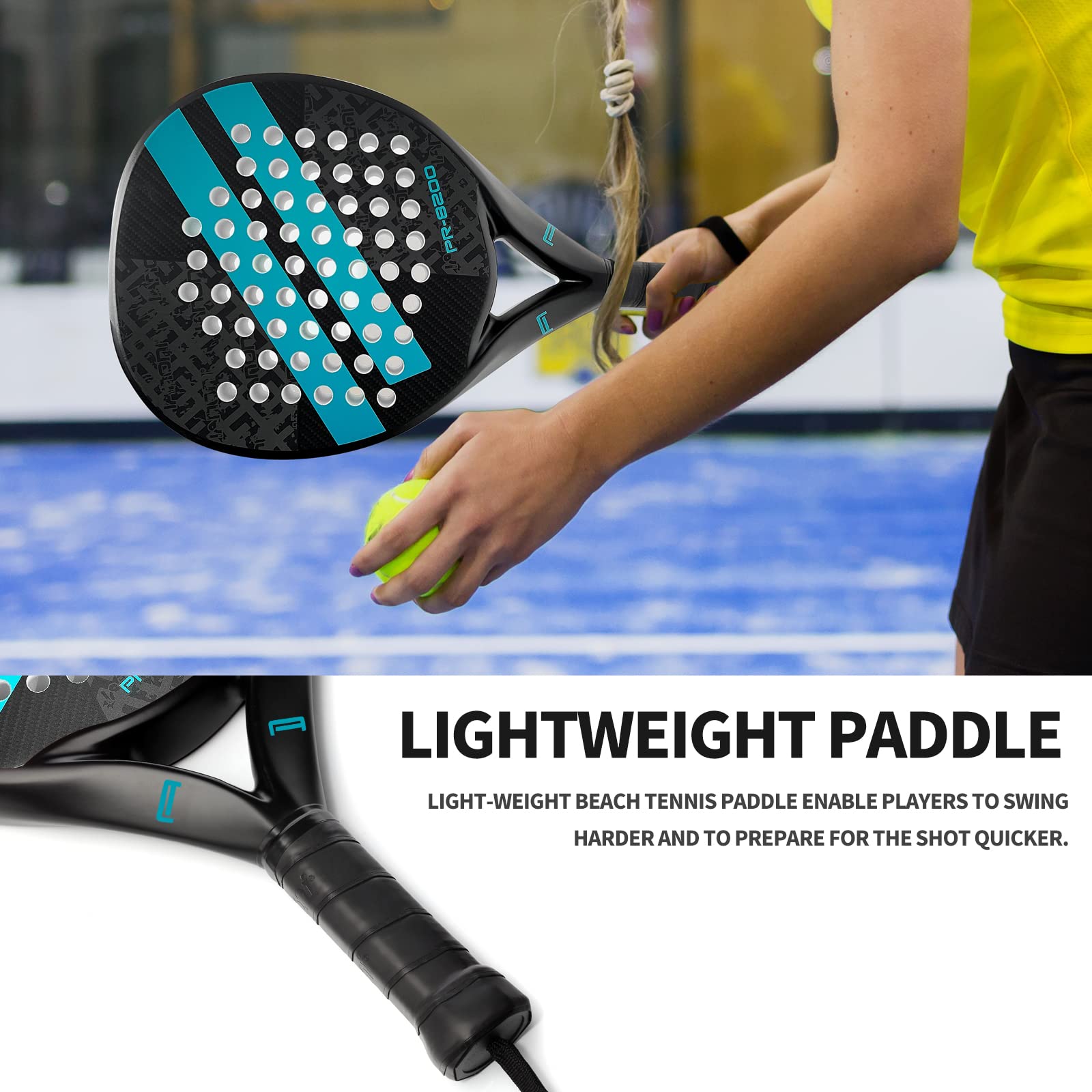 Premium Carbon Fiber Padel Racket with EVA Memory Flex Foam Core - Lightweight Tennis Paddle for Professional & Recreational Play - Ideal for Court Sports & Outdoor Games