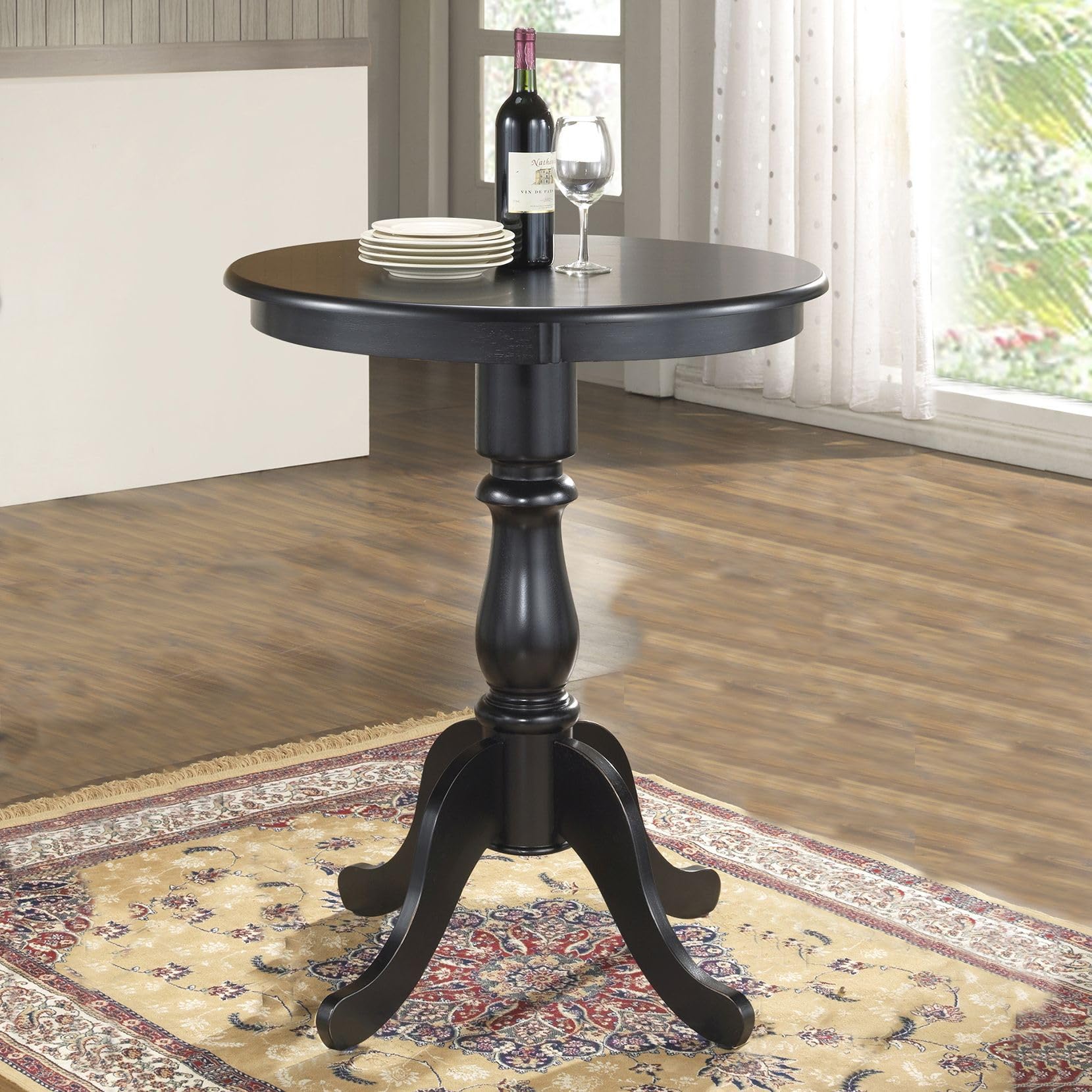 Carolina Chair and Table Hamilton 30-Inch Round Pedestal Bar Table in Antique Black - Perfect for Kitchen Islands, Home Bars, and Dining Room Decor