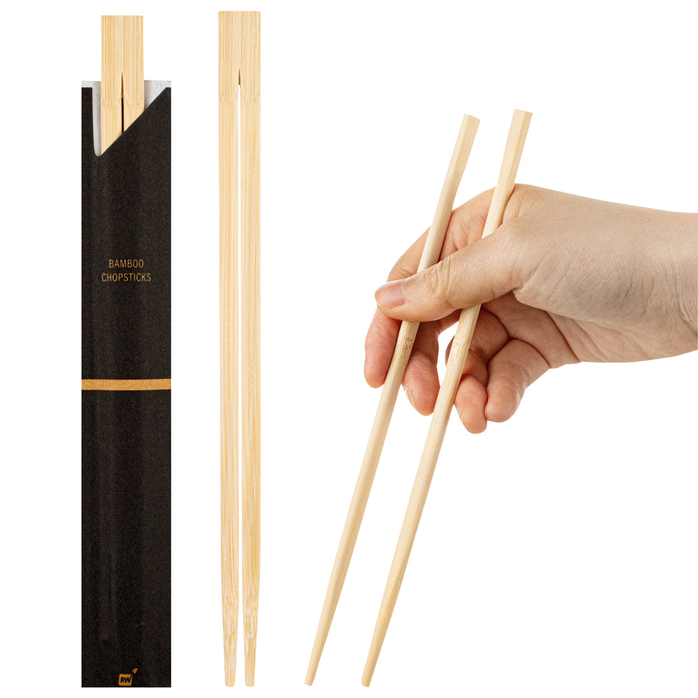 Eco-Friendly Natural Bamboo Twin Chopsticks with Paper Sleeve - 8.25 Inch, 100 Count Bulk Pack - Perfect for Restaurants, Sushi Bars & Asian Cuisine Dining