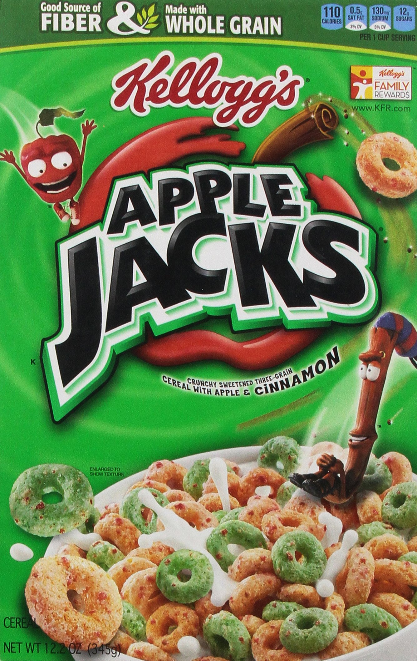 Apple Jacks Cereal - 12.2 Oz (Pack of 4) | Crunchy Cinnamon & Apple Flavored Breakfast Cereal | Perfect for Family Breakfast, School Lunches & Snack Time