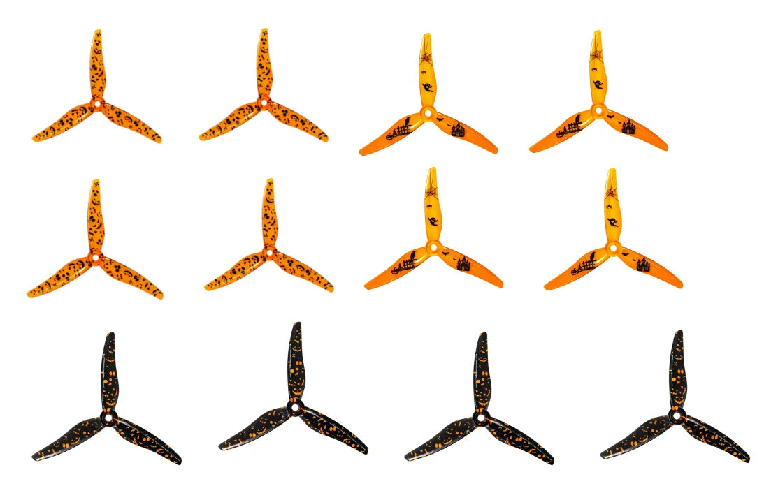 Gemfan Halloween 51466 V2 3-Blade Propeller - 12 Pack - Durable ABS Plastic for FPV Drones, Quadcopters, and RC Aircraft - Perfect for Racing, Freestyle Flying, and Aerial Photography