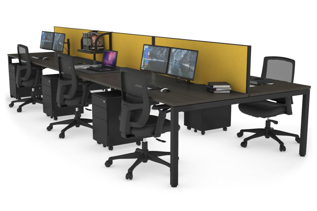 Quadro Square Legs 6-Person Office Workstation - 1800L x 800W with Cable Management - Ideal for Collaborative Workspaces & Open Office Environments