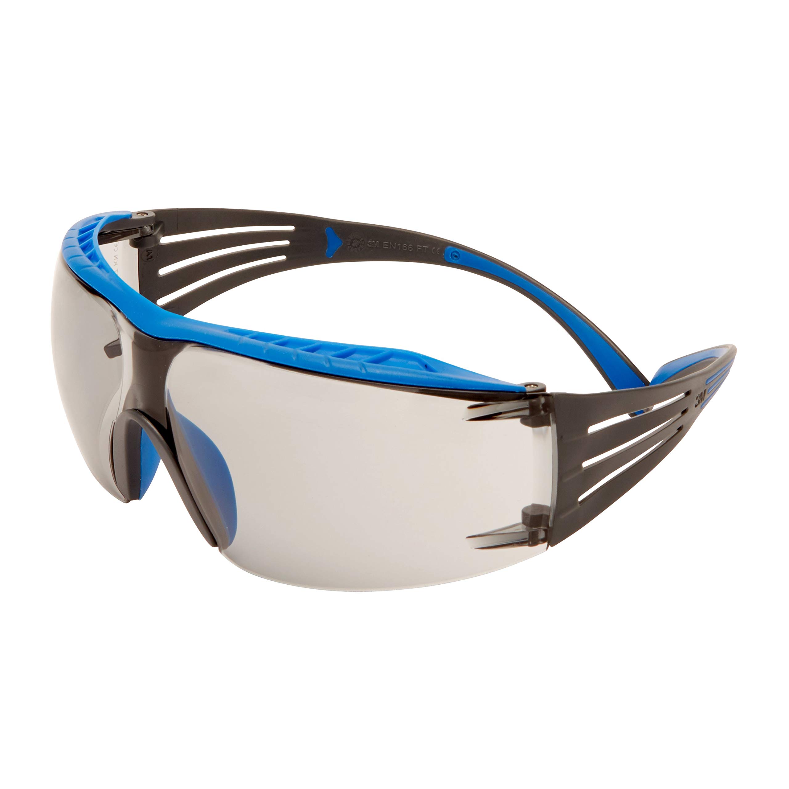 3M SecureFit 400X Safety Glasses with Scotchgard Anti-Scratch & Anti-Fog Coating - Blue/Grey Frame, Grey Lens - SF407XSGAF-BLU for Indoor & Outdoor Work, Construction, DIY Projects, and Industrial Safety Protection