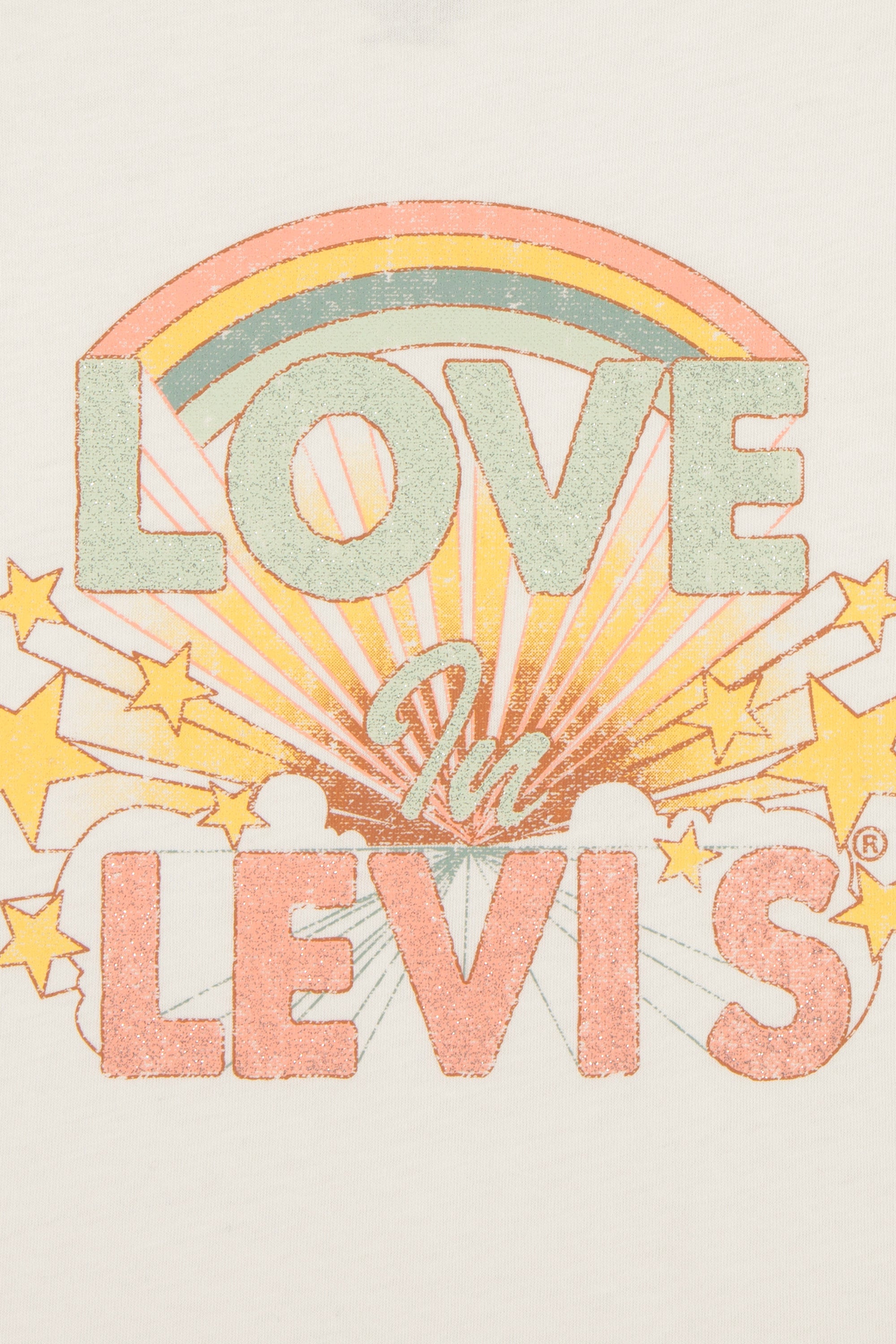 Levi's® Glitter Graphic T-Shirt with Gardenia Love Print - Women's Casual Tee for Streetwear, Parties & Everyday Fashion