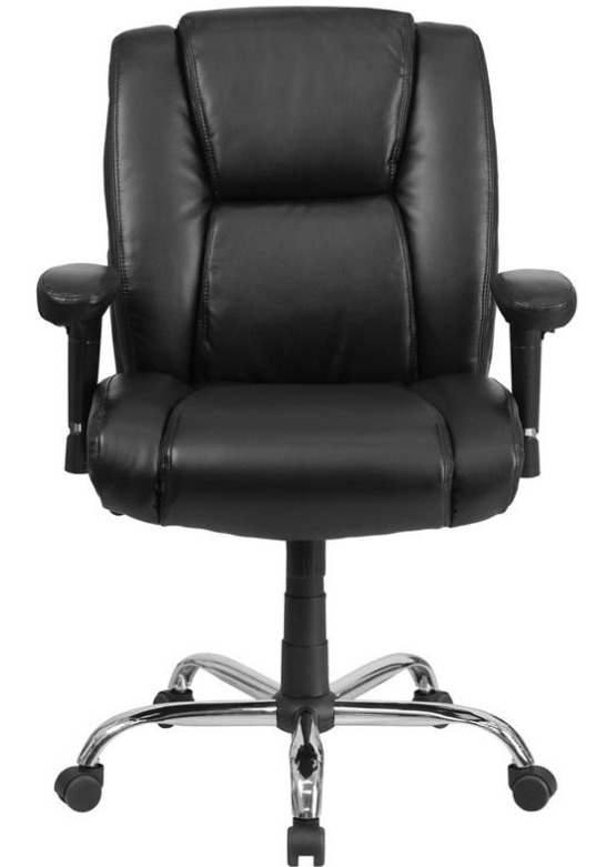 FLASH HERCULES Series 400 lb Capacity Big & Tall Ergonomic Office Chair - Black LeatherSoft Executive Chair with Adjustable Arms & Chrome Base - Perfect for Home Office, Gaming & Workspaces