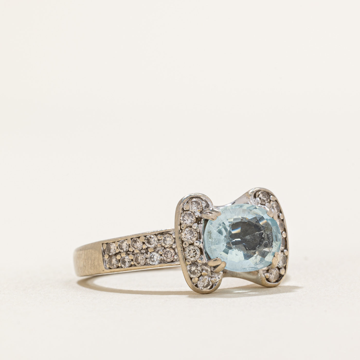 1.60ct Aquamarine & 0.38ct Diamond Cocktail Ring - Size 8 | Elegant Statement Jewelry for Evening Parties, Weddings & Special Occasions