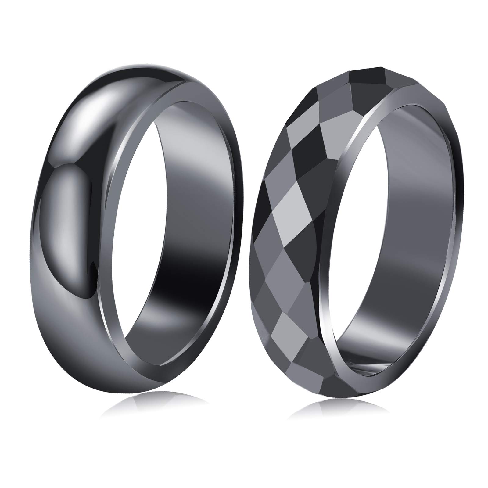 Magnetic Hematite Rings for Women & Men - Anxiety Relief & Energy Balance - Friendship Gifts for Teens (6mm, 2Pcs) - Perfect for Meditation & Stress Relief
