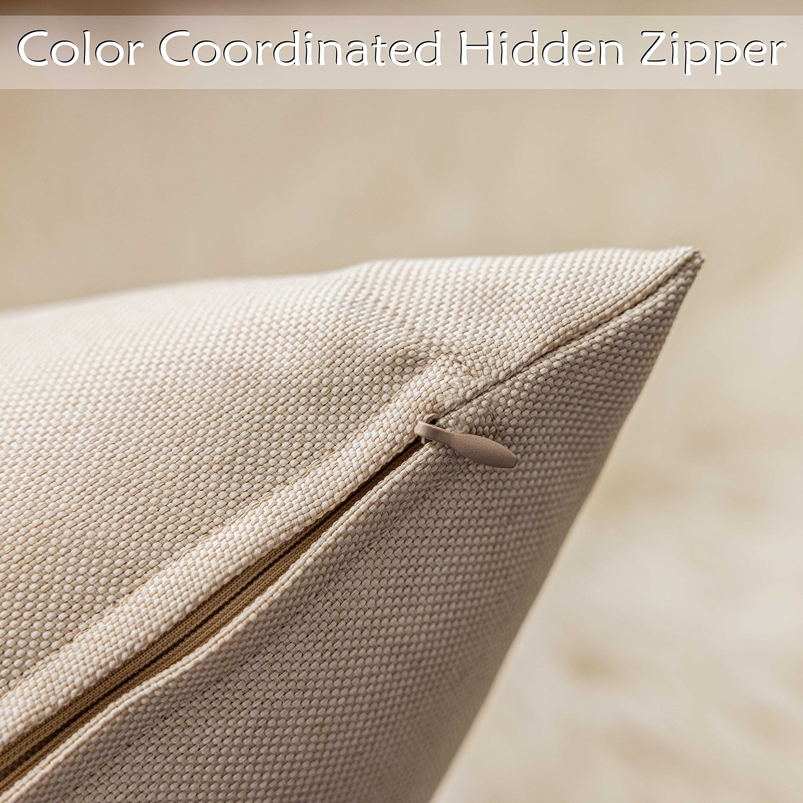 Premium Waterproof Linen Pillow Covers Set of 4 - 18 Inch (45cm) Outdoor/Indoor Decorative Throw Pillow Cases for Patio, Couch, Sofa & Bed - Light Linen Fabric for All-Weather Comfort & Style