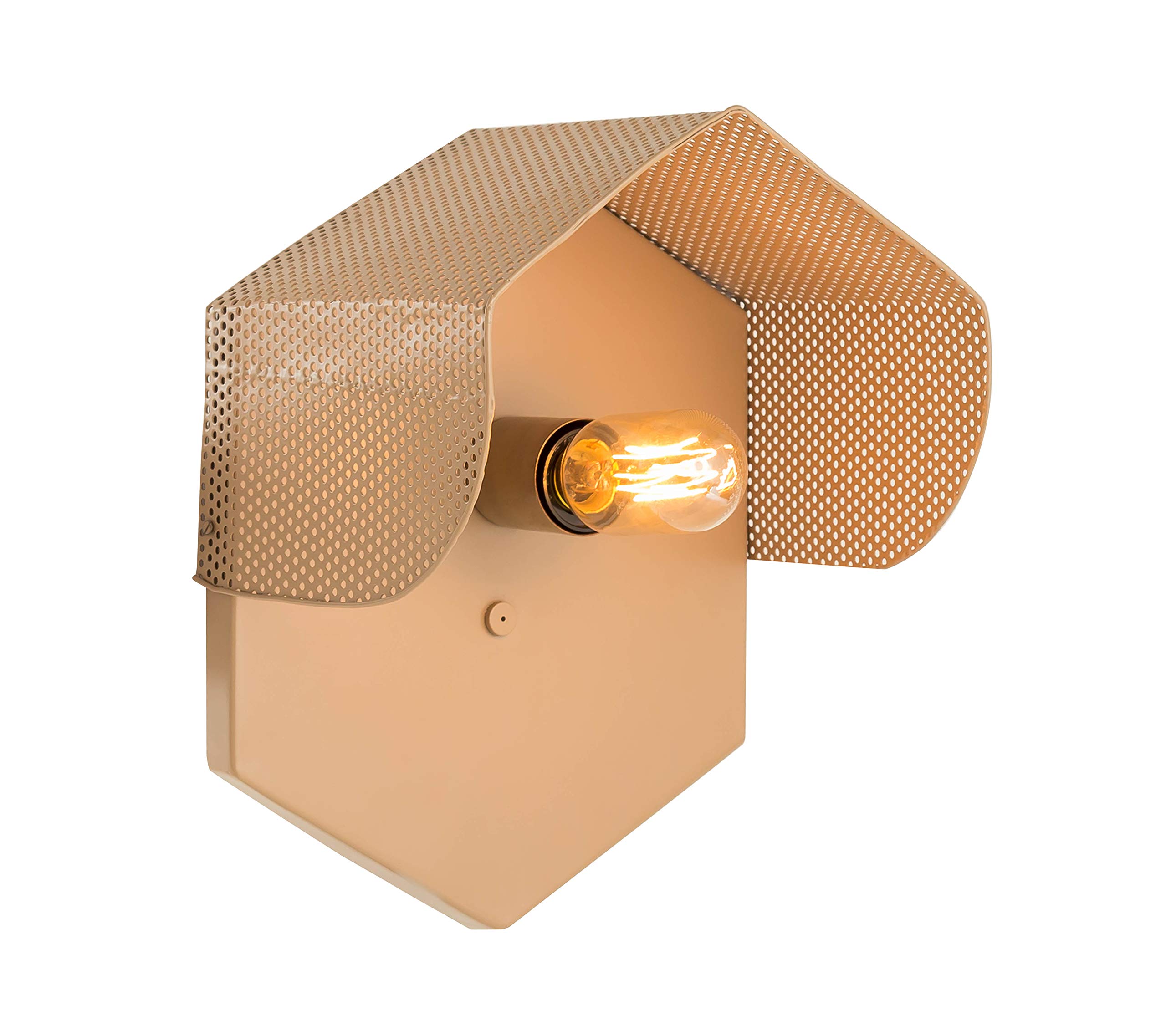 Vintage Hexagonal Wall Sconce - 40W Indoor Lighting Fixture in Tan for Living Room, Bedroom & Hallway | Tov Furniture Mokhtar Collection