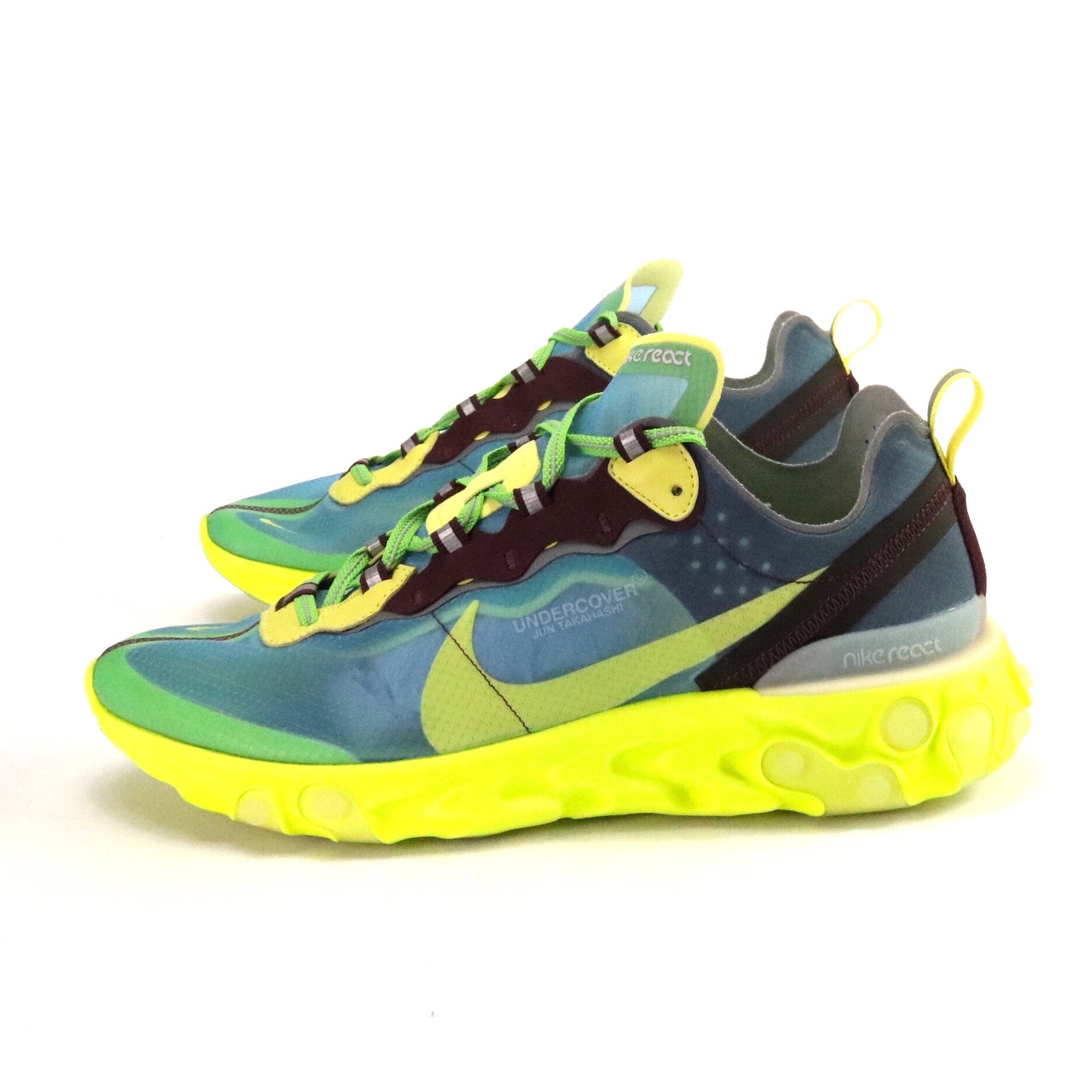 Nike React Element 87 x Undercover Running Shoes - Lakeside Blue & Electric Yellow | Lightweight Cushioned Sneakers for Men & Women | Perfect for Jogging, Gym Workouts & Streetwear Fashion