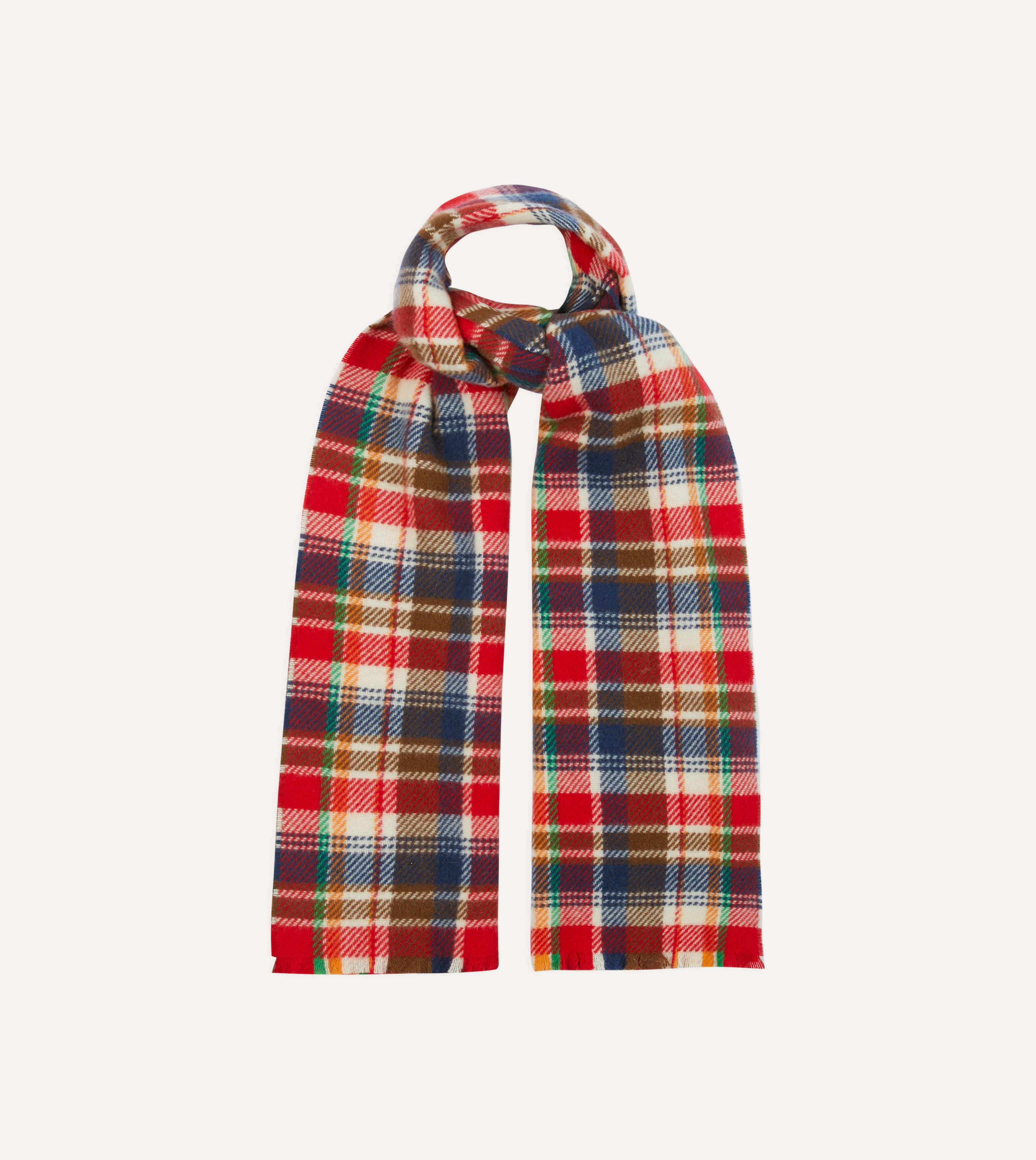 Warm Red Multi Tartan Check Wool Scarf for Women & Men - Winter Fashion Accessory for Outdoor Activities, Christmas Gifts & Cold Weather Protection