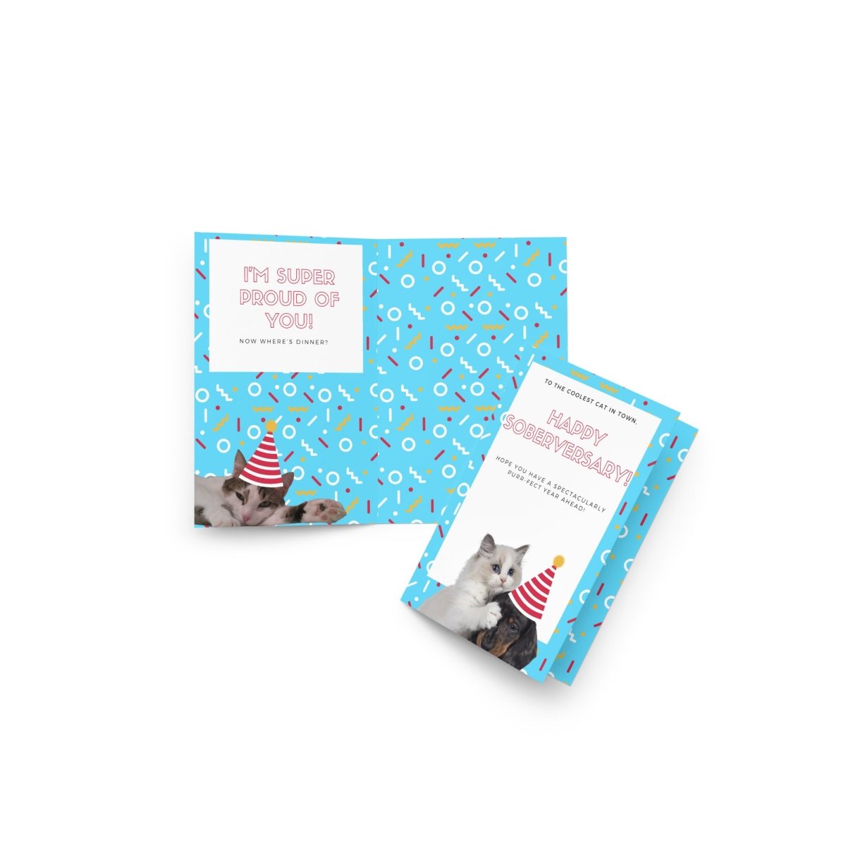 Purr-fect Sobriety Anniversary Greeting Card - Funny Cat-Themed Celebration Card for Recovery Milestones - Perfect for AA Meetings, 12-Step Programs & Sober Celebrations
