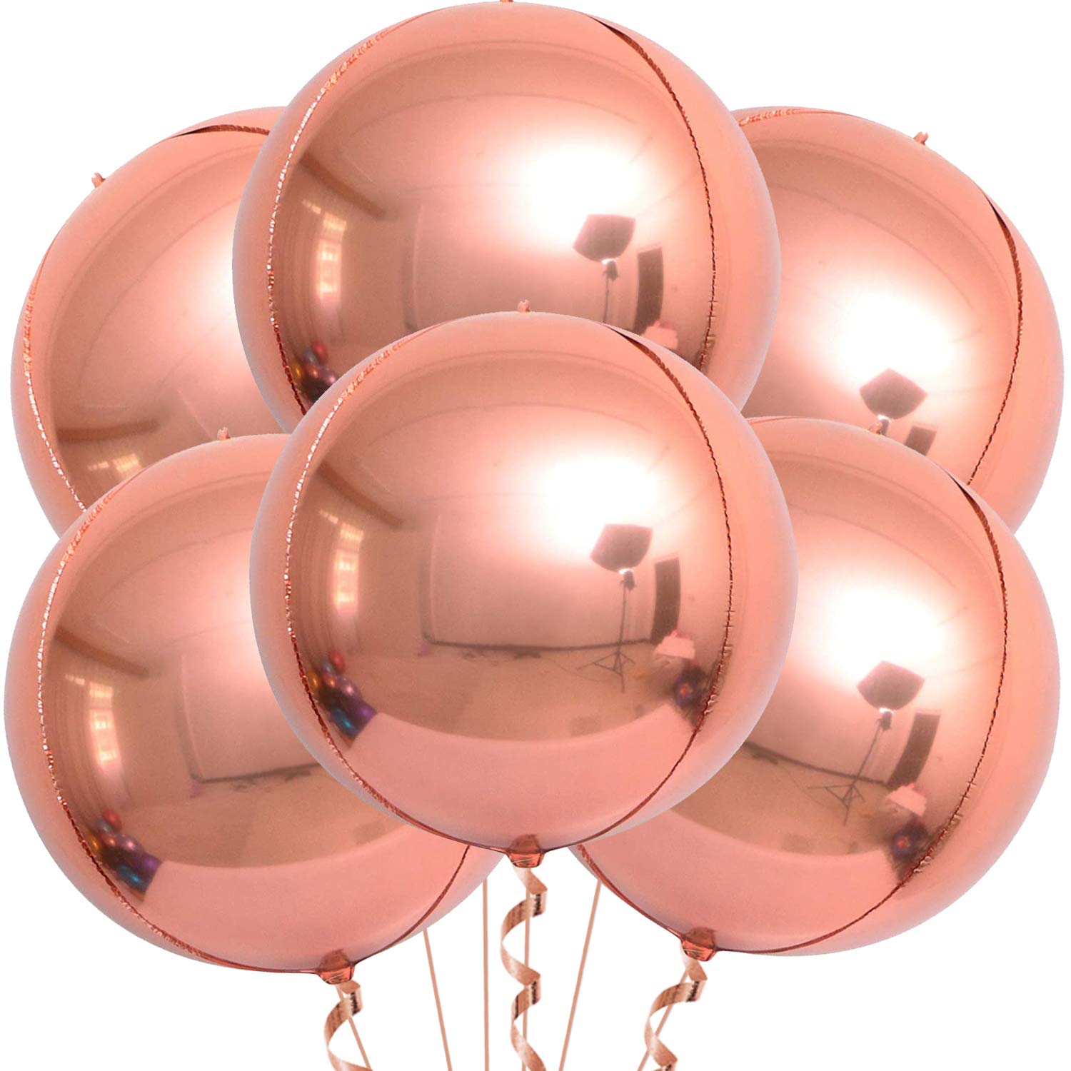 KatchOn 22 Inch Giant Rose Gold Balloons (Pack of 6) - Premium Metallic Mylar Foil Balloons for Birthday Parties, Baby Showers, Bridal Showers & Wedding Decorations