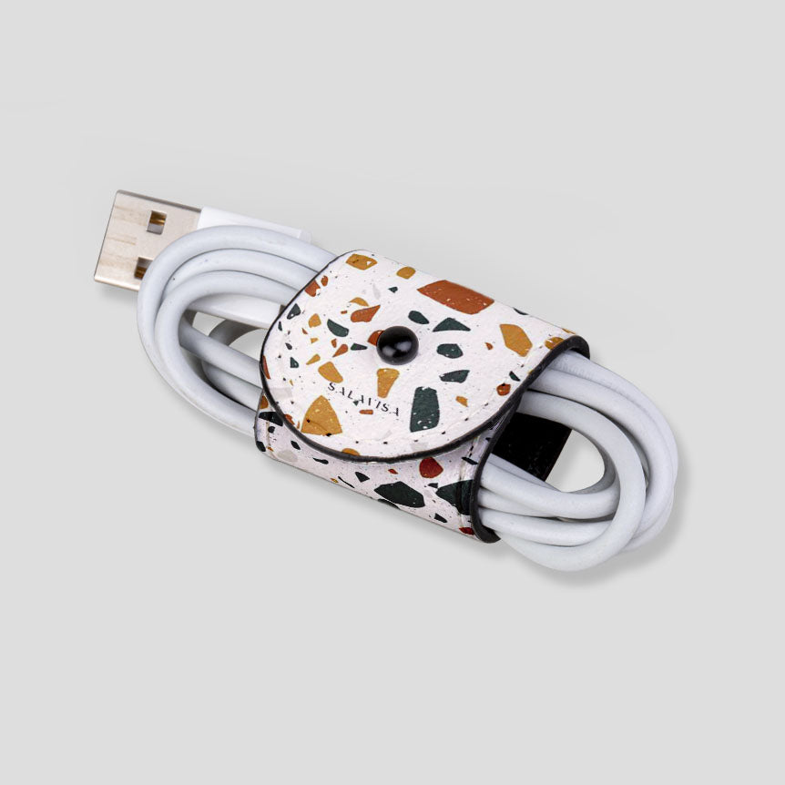 Happy Terrazzo EcoWrap Cord - Sustainable & Stylish Cable Organizer for Home, Office & Travel | Perfect for Wrapping Chargers, Headphones & Cables