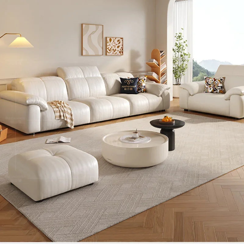 Remote Control Reclining Leather Sectional Sofa - Power Adjustable Headrest & Lumbar Support for Living Room, Home Theater & Family Lounge