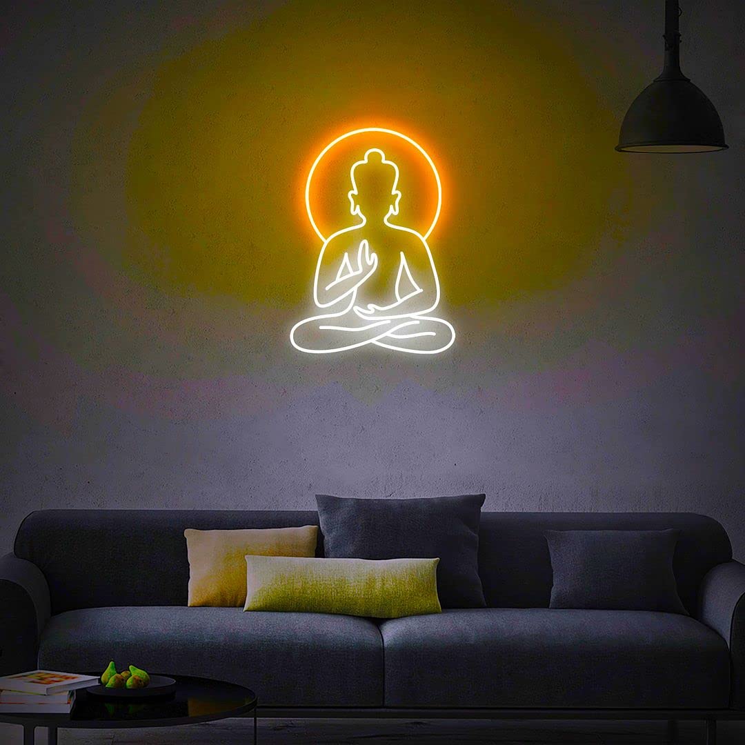 Buddha Neon Sign Wall Decor - LED Neon Lights for Bedroom, Living Room, Bathroom & Kitchen - Perfect for Home Decor, Wedding, Party & Aesthetic Room Lighting
