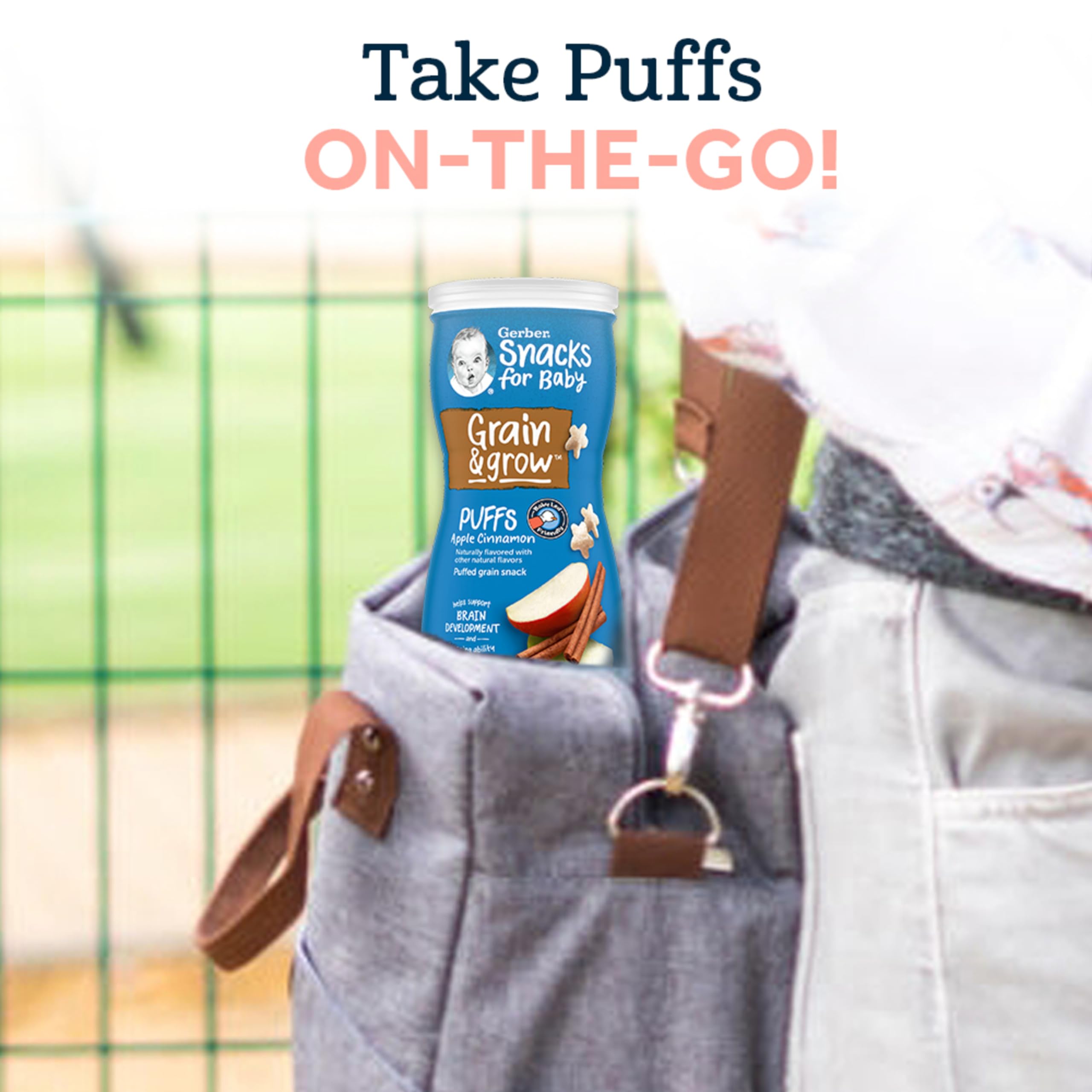 Organic Gerber Baby Snacks Puffs - Strawberry Apple Flavor, 1.48oz (6 Pack) | Healthy Toddler Finger Food for On-the-Go, Daycare & Travel Snacks