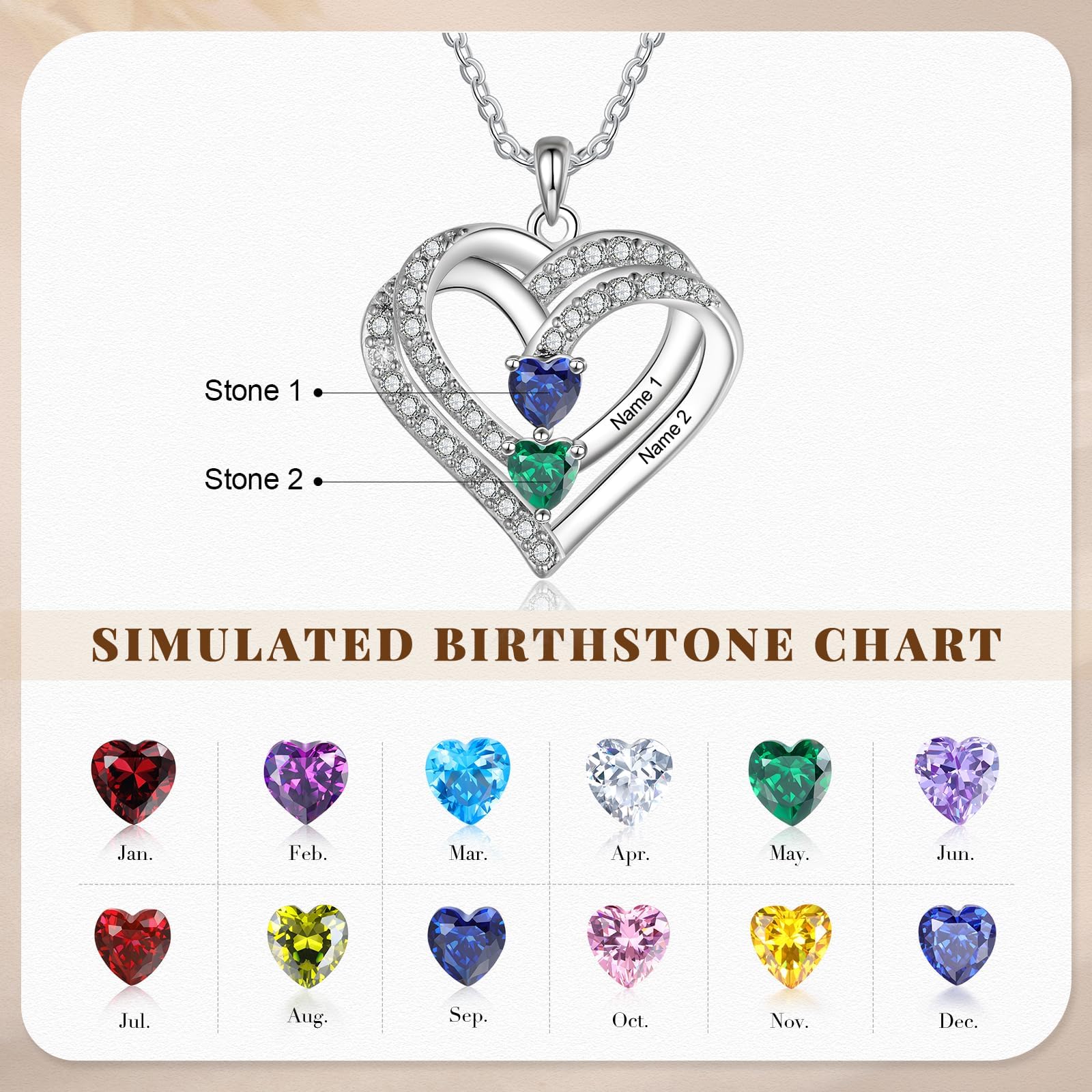 Valentine's Day Gifts for Her - Rose Gold Heart Birthstone Necklace for Women, Personalized I Love You Jewelry for Wife, Mom, Girlfriend | Romantic Birthday Gift, Anniversary Present for Her | Perfect for Date Nights, Weddings & Special Occasions