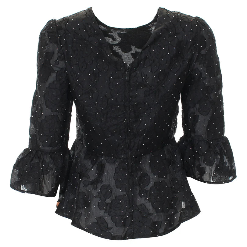 Alla Peplum Top for Women - Stylish Black Blouse for Casual & Party Wear - Perfect for Office, Date Night & Special Occasions