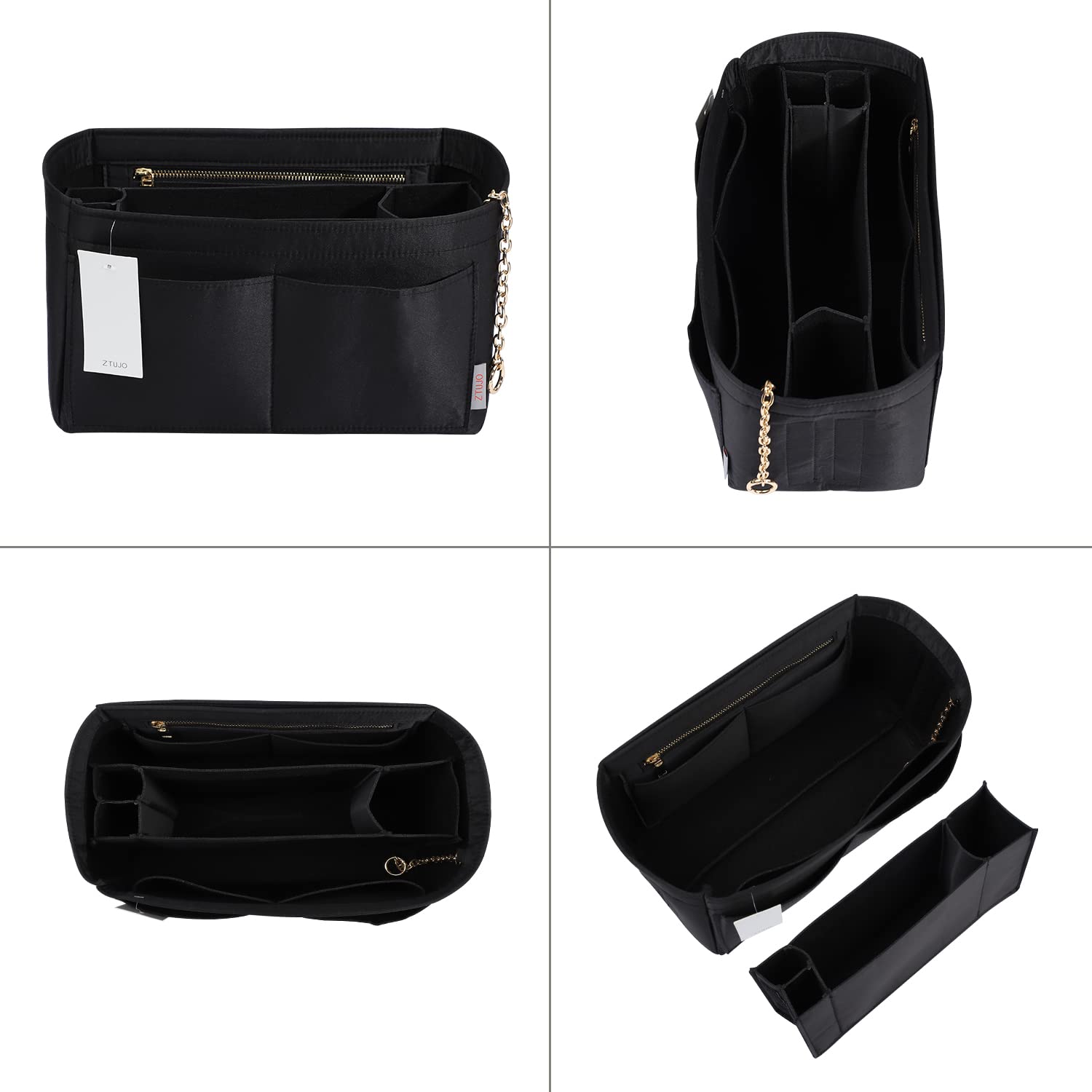 Premium Felt Purse Organizer Insert with Zipper & Sewn Bottom - 6 Sizes for Louis Vuitton Speedy, Neverfull, Graceful Bags | Handbag Storage Solution for Travel & Daily Use