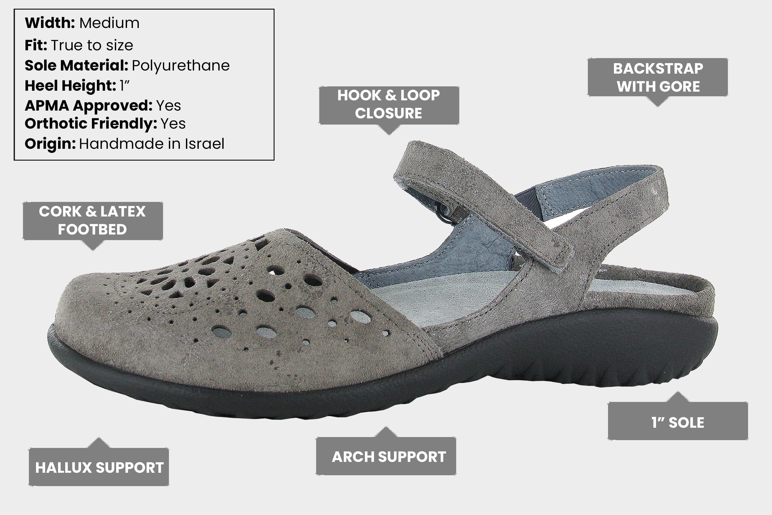 NAOT Women's Arataki Closed Toe Slingback Sandals with Cork Footbed - Arch Support & Slip-Resistant Comfort - Lightweight Travel Shoes for Walking, Work & Casual Wear - Removable Insole for Custom Fit
