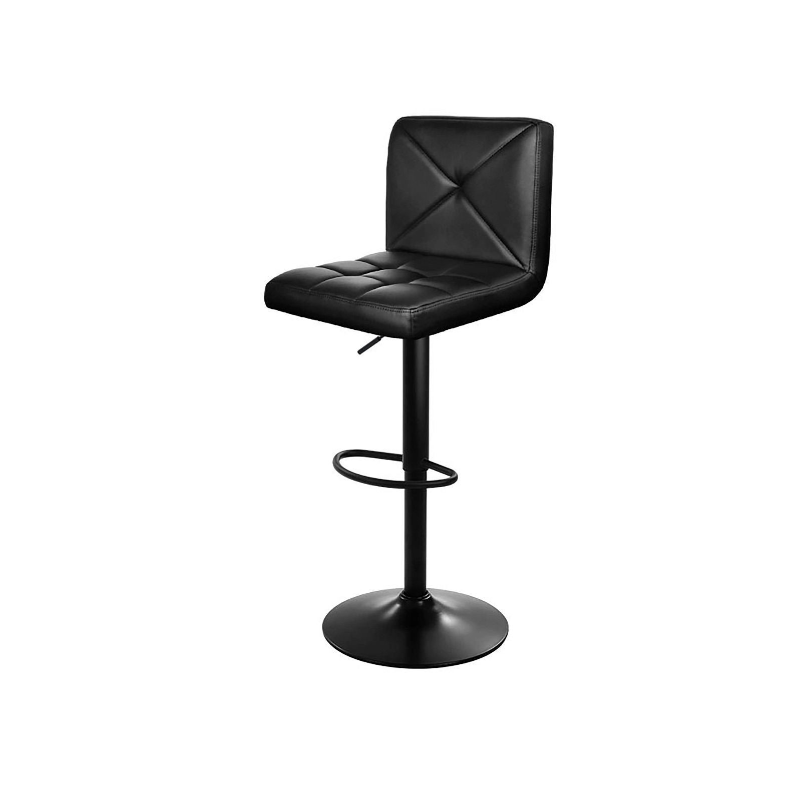 4 Bar Stools with Gas Lift Mechanism - Black Leather Swivel Bar Chairs for Kitchen Island, Breakfast Nook & Home Bar Seating