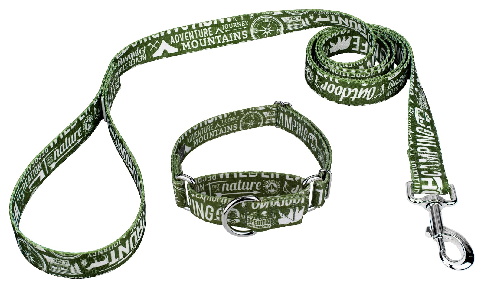 Country Brook Petz - Adjustable Martingale Dog Collar & Leash Set - 14 Sporty Designs for Training, Walking & Running - Durable Nylon Pet Accessories for Active Dogs