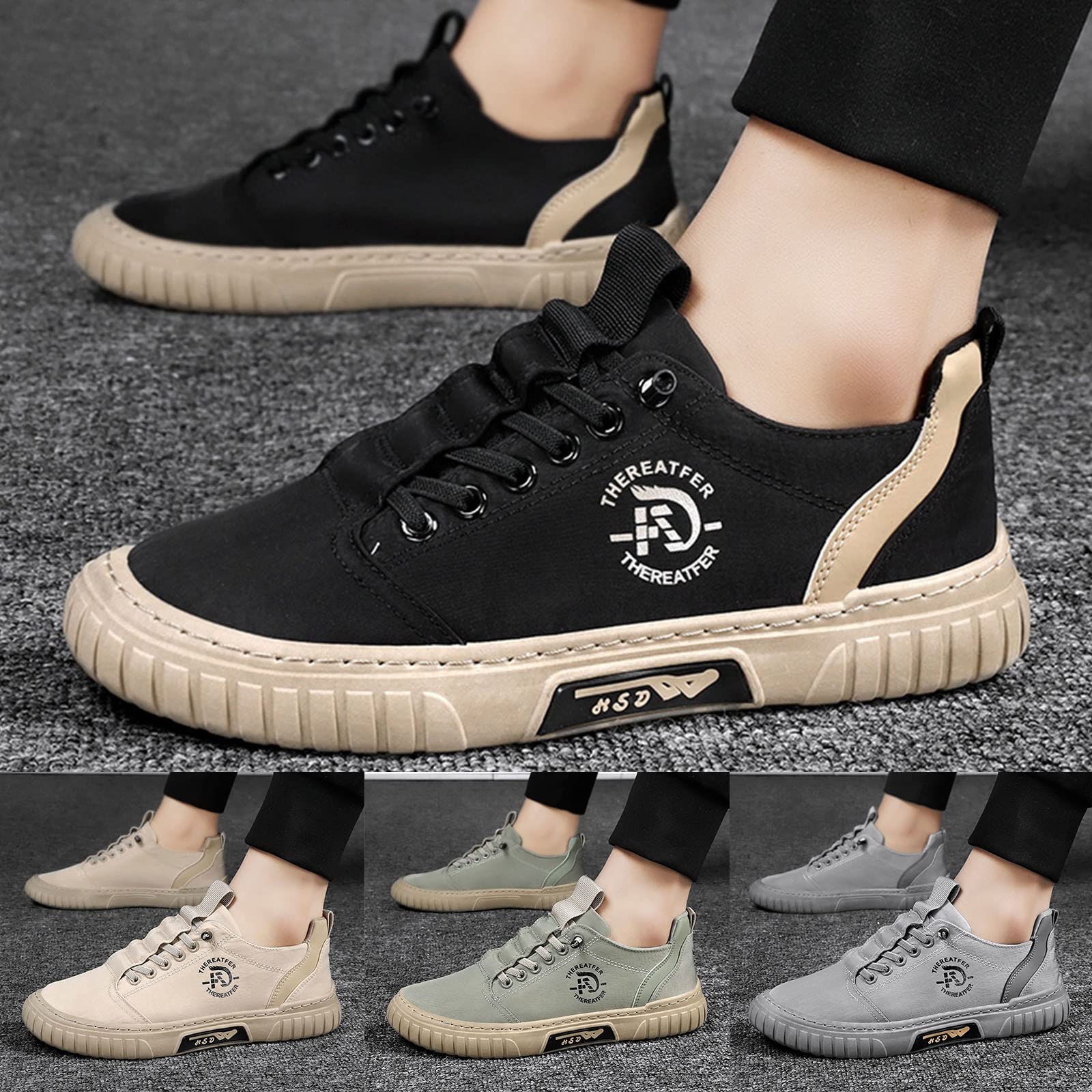 **Men's Low Top Canvas Sneakers - Breathable Casual Fashion Shoes for Walking, Jogging & Outdoor Activities | Non-Slip Comfortable Sport Sneakers for Everyday Wear**