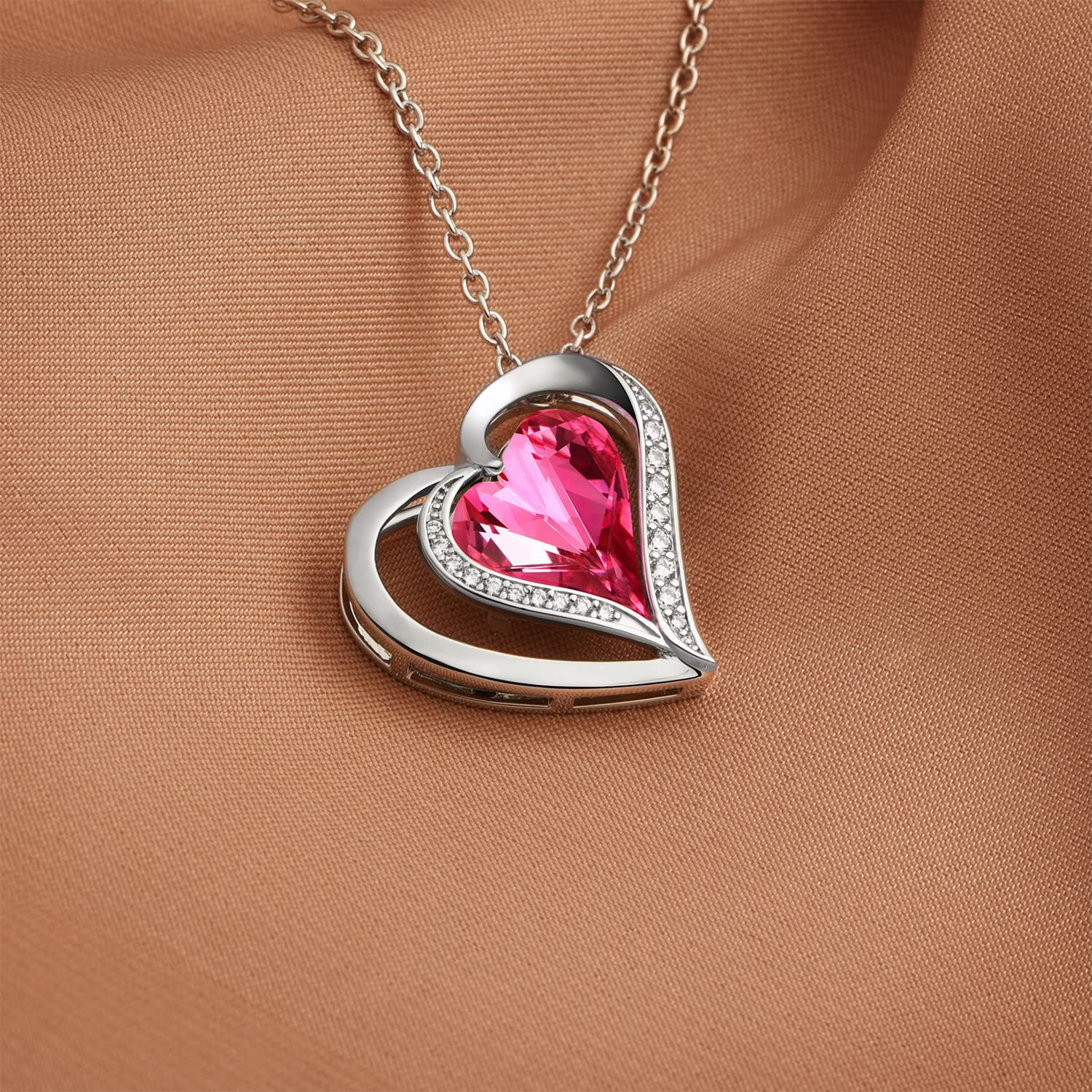 Beutirer 18K White/Rose Gold Plated Love Heart Pendant Necklace for Women - Adjustable Chain, Elegant Gift for Wife, Mom, Girlfriend - Perfect for Birthday, Anniversary, Valentine's Day & Everyday Wear