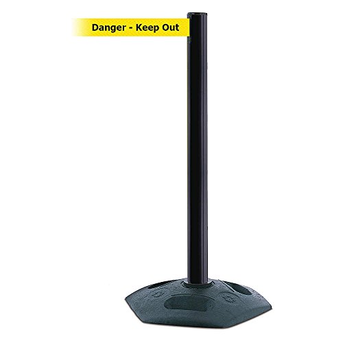 Tensator 886-33-MAX-NO-YDX-C Yellow and Black Belt Barrier Post - Crowd Control Safety Stanchion for Events, Retail Stores & Public Spaces