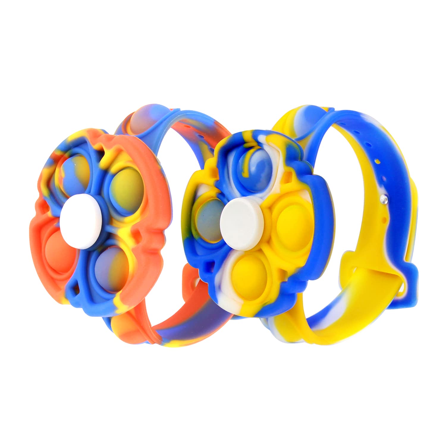 2 Pack Pop Bubble Fidget Bracelet Toys - Stress Relief & Anti-Anxiety Silicone Wristbands for Kids & Adults | Rotating Fingertip Sensory Toy | Wearable Decompression Wristband for ADHD, Autism, Office & Classroom Focus