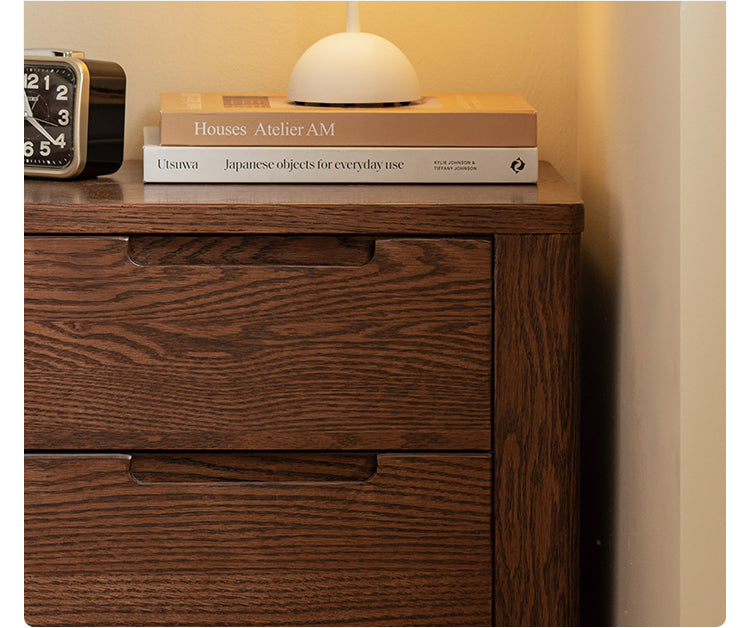 Solid Oak Wood Nightstand - Scandinavian Modern Bedside Table for Bedroom, Living Room & Nursery - Stylish & Durable Storage Solution