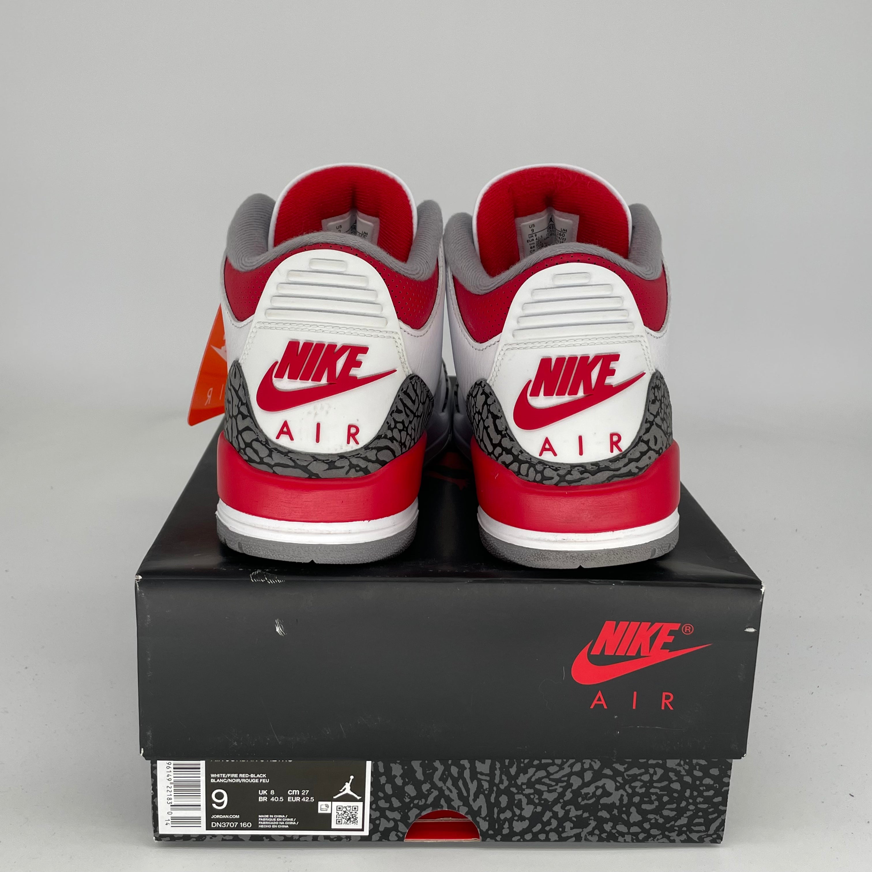 AIR JORDAN 3 Retro Fire Red Men's Basketball Shoes Size 9 - DN3707-160 | Authentic Sneakers for Sports, Streetwear & Casual Outfits