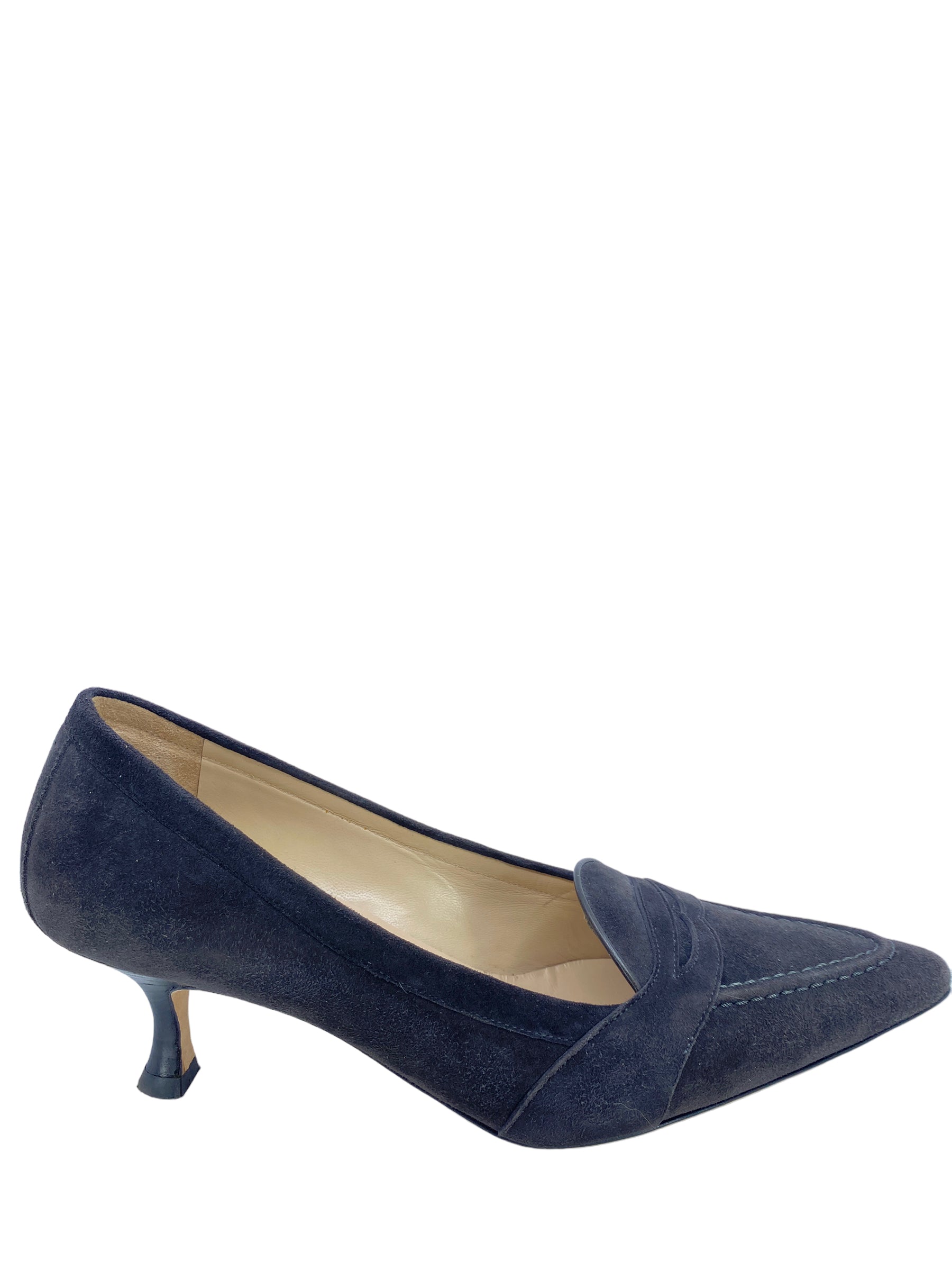 Manolo Blahnik Grey Suede Heels Women's Size 38 | Elegant Pointed Toe Pumps for Weddings, Parties & Office Wear