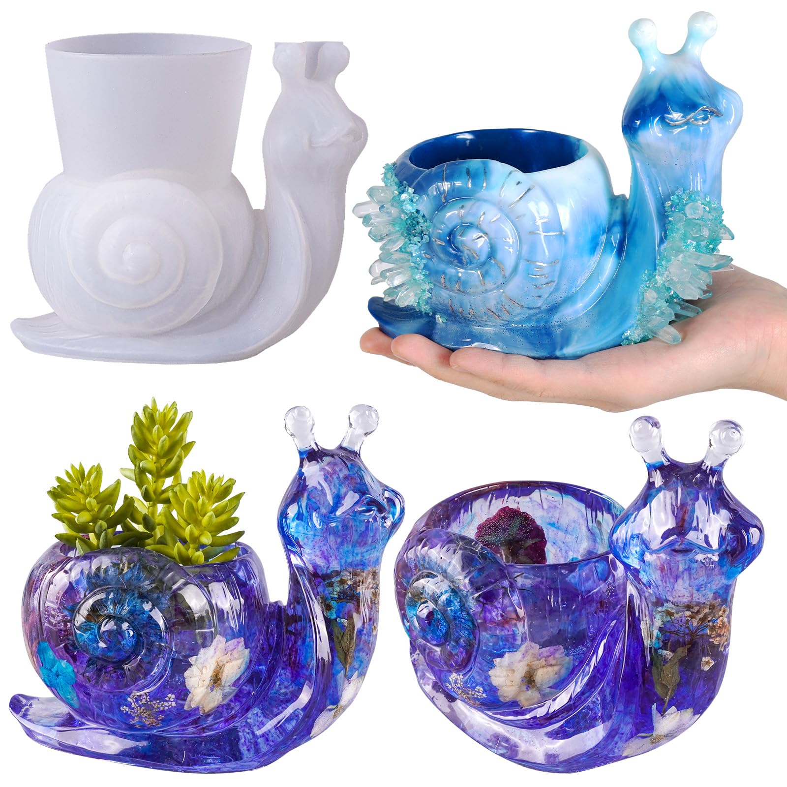LET'S RESIN Large 3D Snail Silicone Mold for Epoxy Resin Casting - DIY Flower Pot & Vase Mold for Concrete Cement Crafts - Creative Home Decor & Gift Making - Perfect for Resin Art, Garden Decor & Handmade Gifts