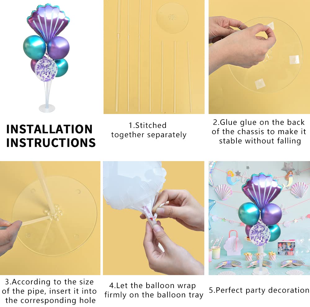 Mermaid Party Decorations Kit - 2 Sets with Sea Shell Foil Balloons & 14 Purple Blue Latex Balloons for Birthday, Beach, Underwater Theme Celebrations | Perfect for Mermaid Birthday Parties, Baby Showers & Ocean-Themed Events