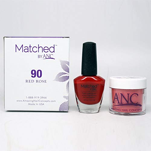 ANC Amazing Nail Concepts Professional Matched Kit #90 Red Rose - Perfect for Nail Art, Salon Use & DIY Manicures at Home