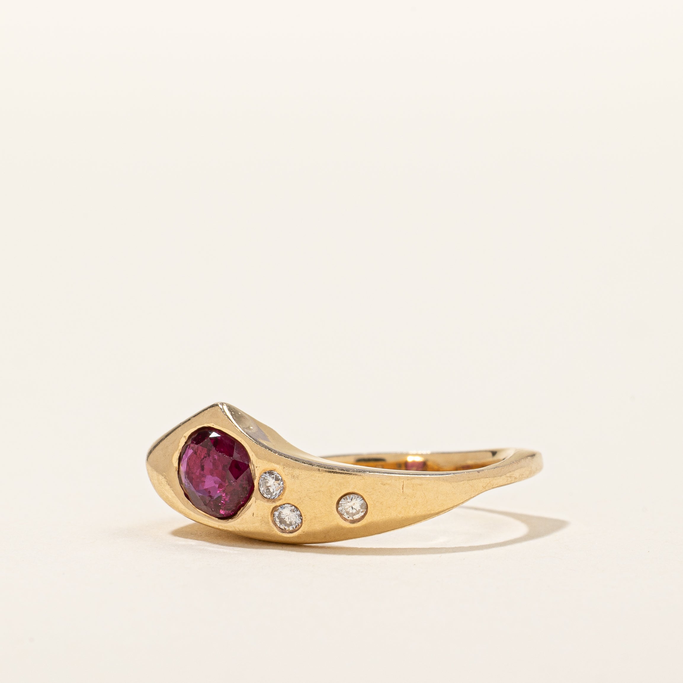 Exquisite 0.60ct Glass-Filled Ruby & 0.08ct Diamond Ring - Size 5 | Elegant Engagement, Anniversary or Gift Jewelry for Women
